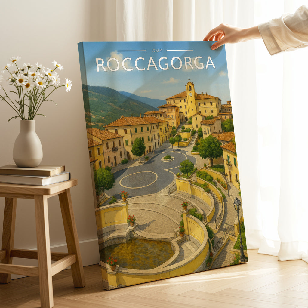 Roccagorga #2 Travel Poster as a gallery-wrapped canvas