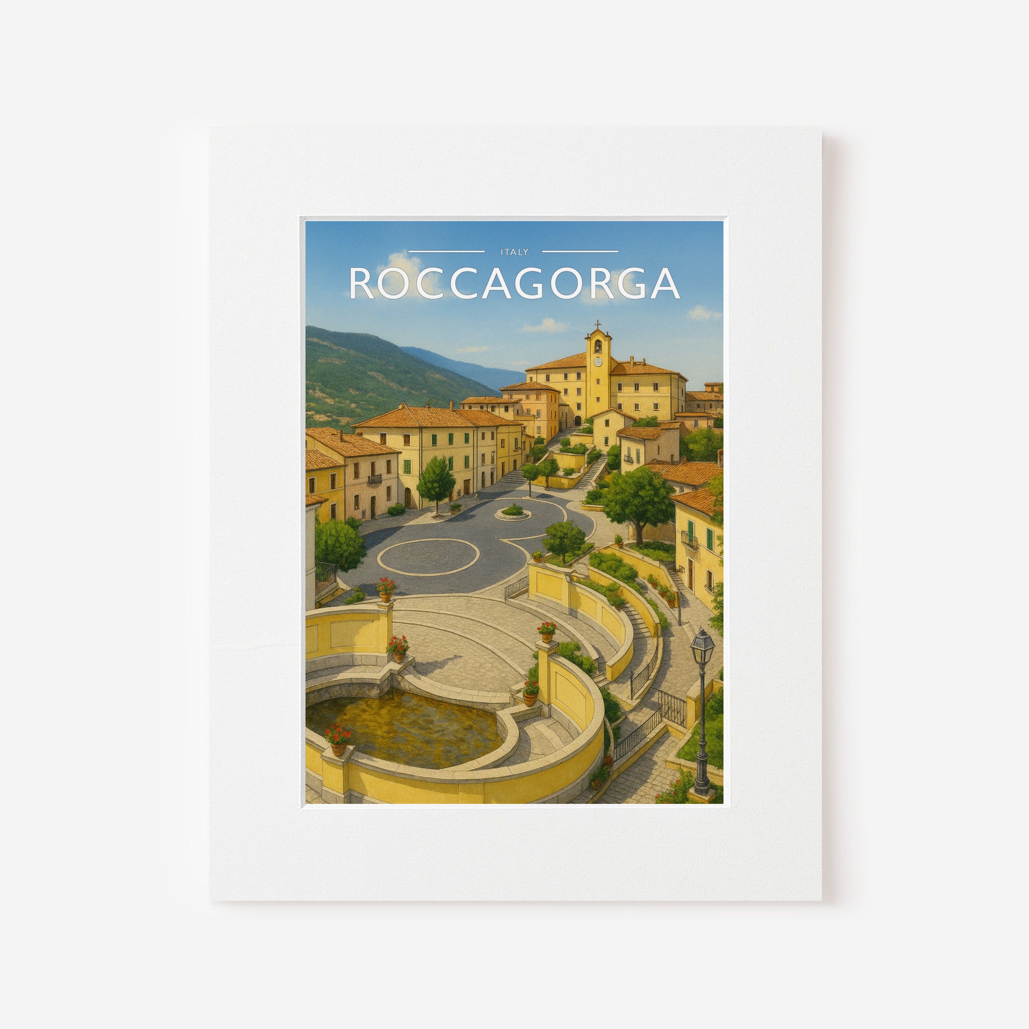 Roccagorga #2 Travel Poster in a white mount