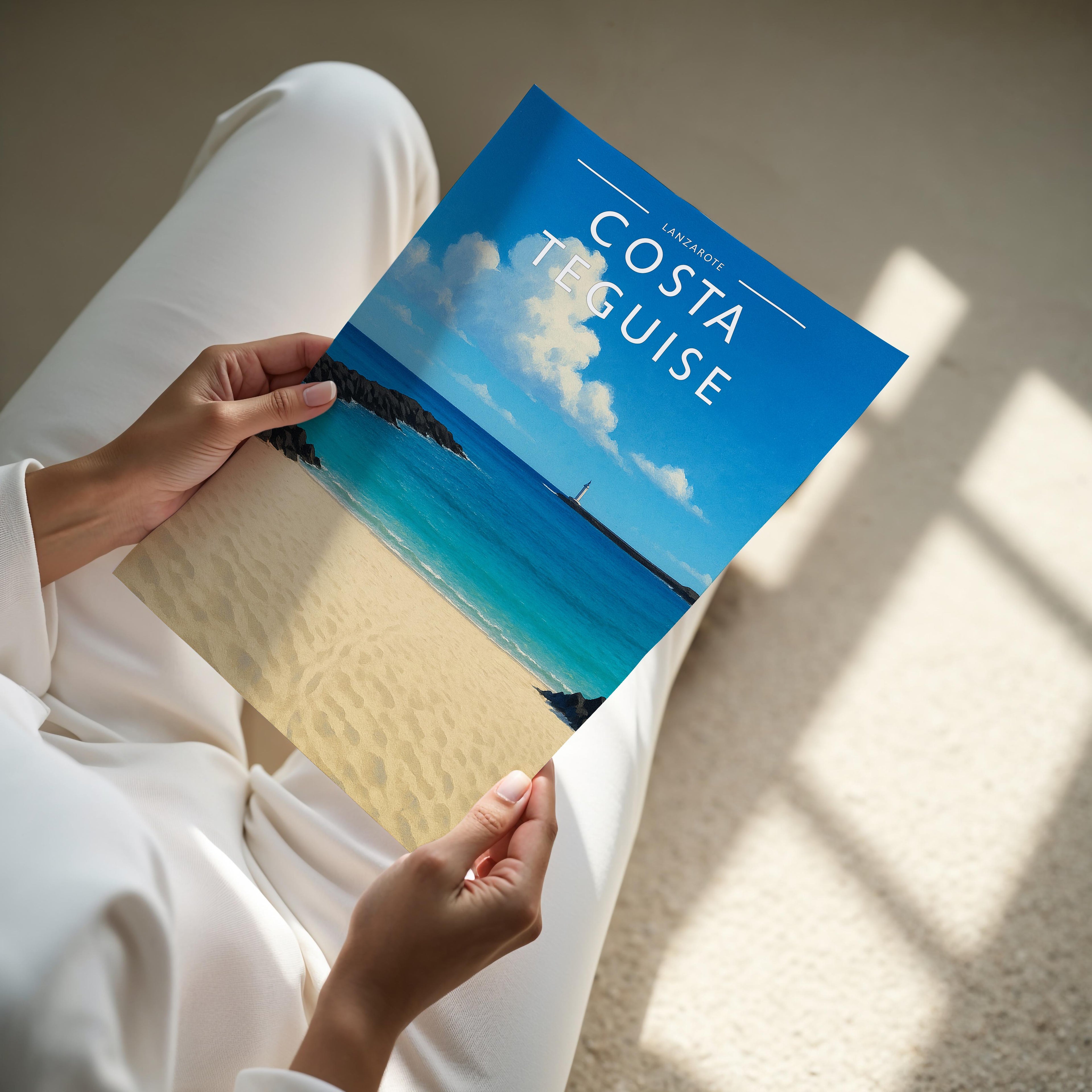 Costa Teguise Travel Poster - A4 print held in hand