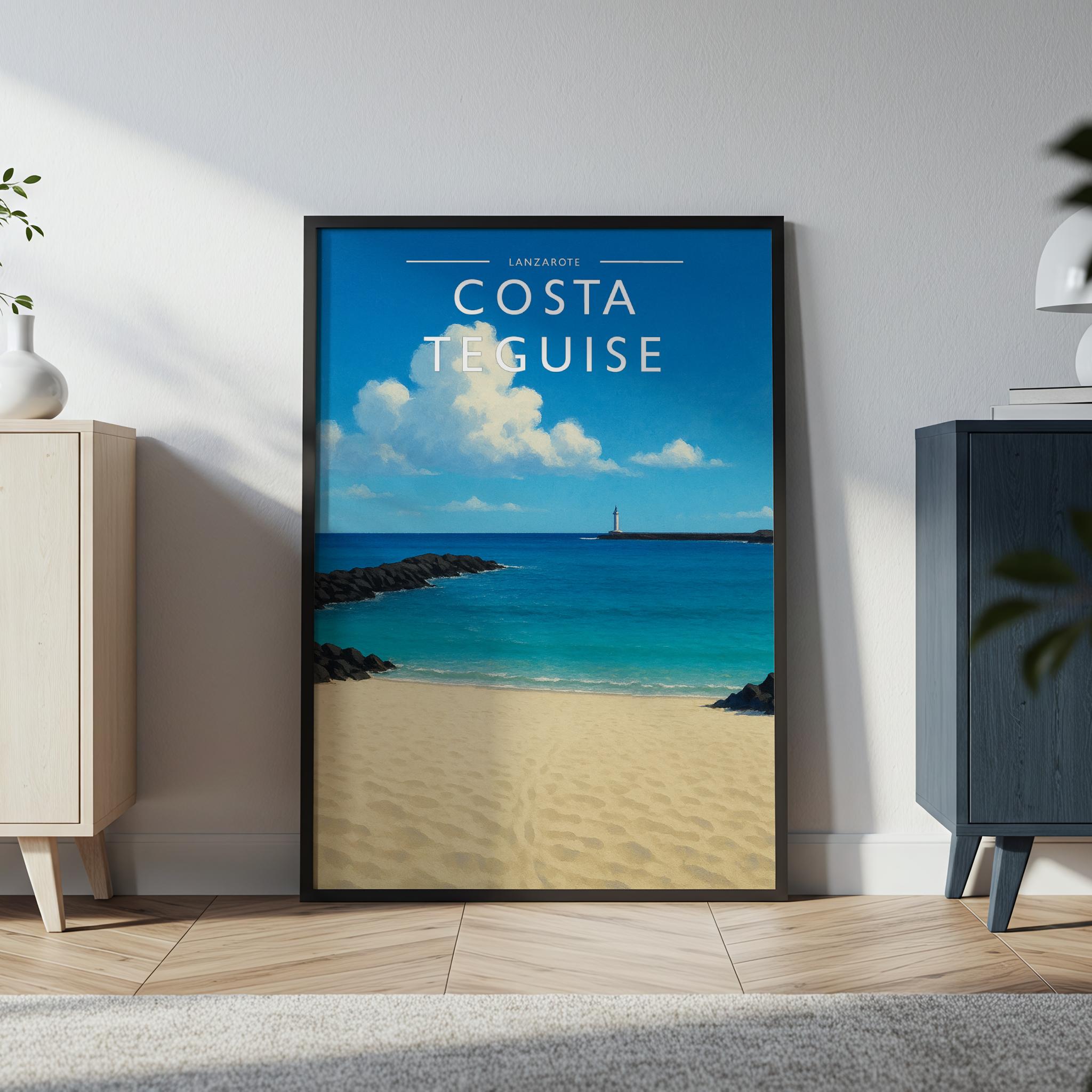 Costa Teguise Travel Poster in a black frame
