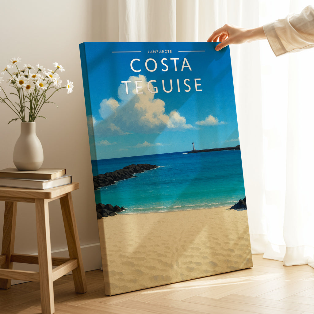 Costa Teguise Travel Poster as a gallery-wrapped canvas