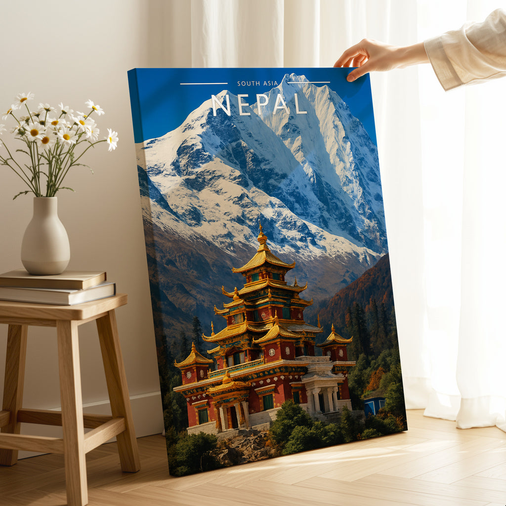 Nepal Travel Poster as a gallery-wrapped canvas