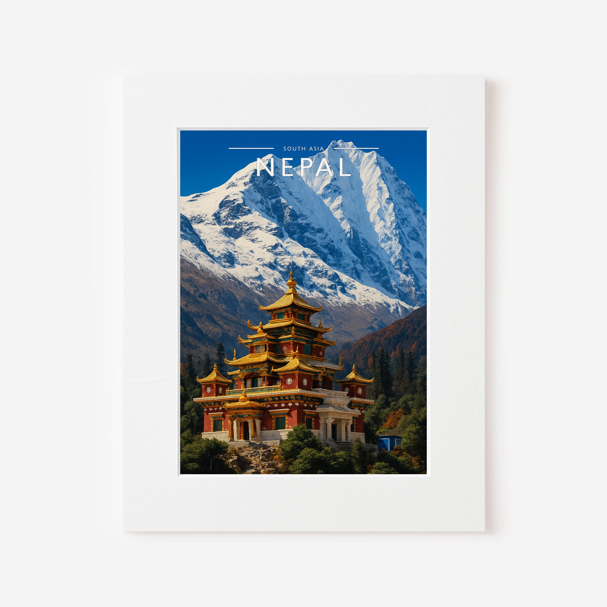 Nepal Travel Poster in a white mount