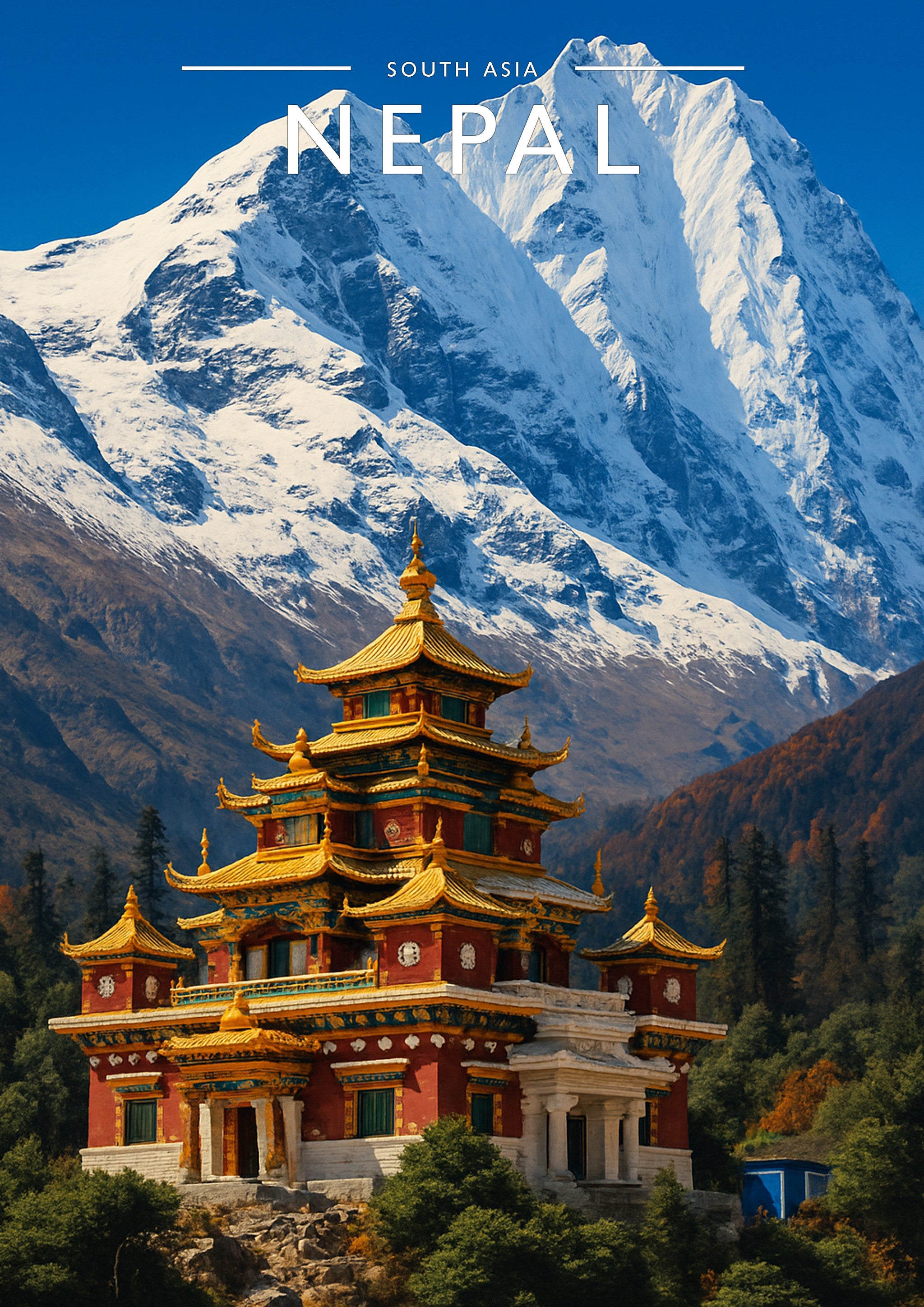Nepal Travel Poster - A4 travel poster print