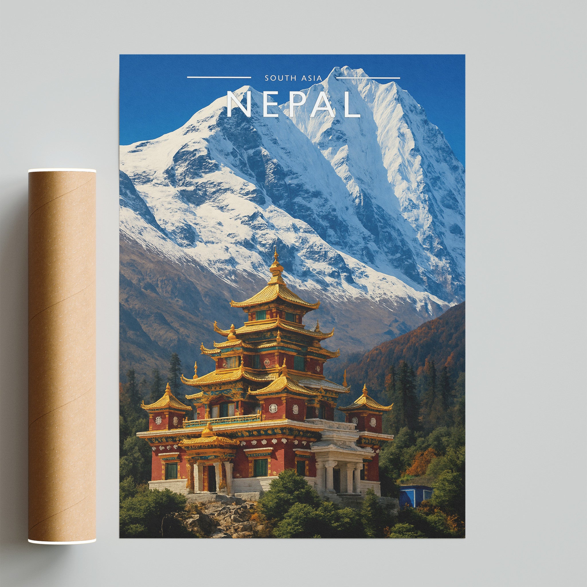 Nepal Travel Poster - fine art print with shipping tube