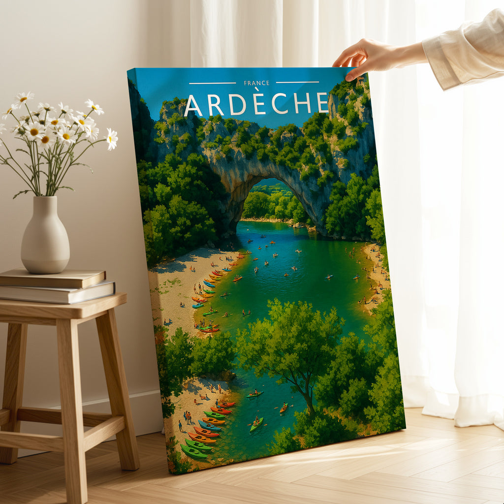 Ardèche Travel Poster as a gallery-wrapped canvas