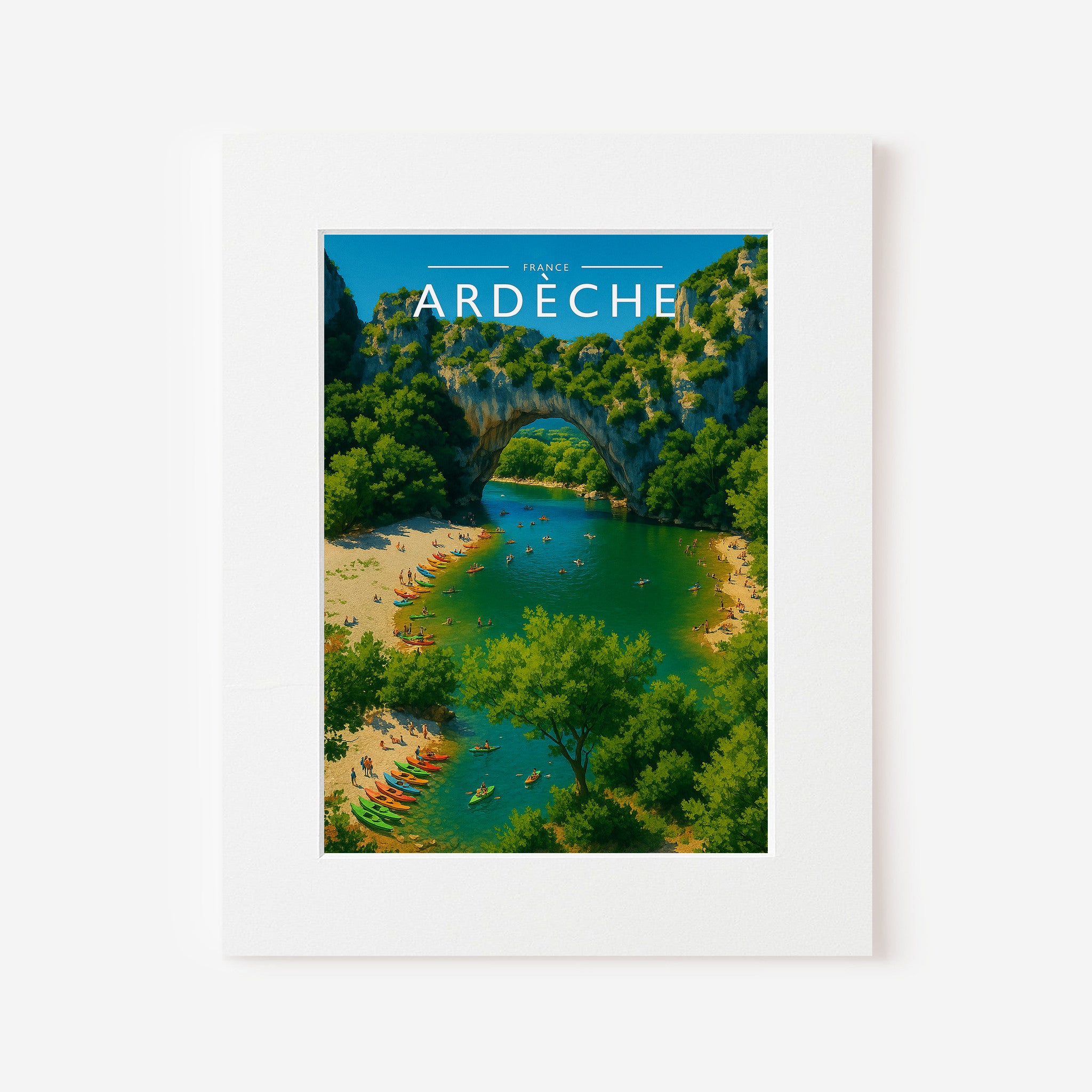 Ardèche Travel Poster in a white mount