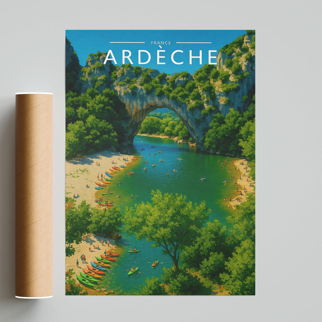 Ardèche Travel Poster - fine art print with shipping tube