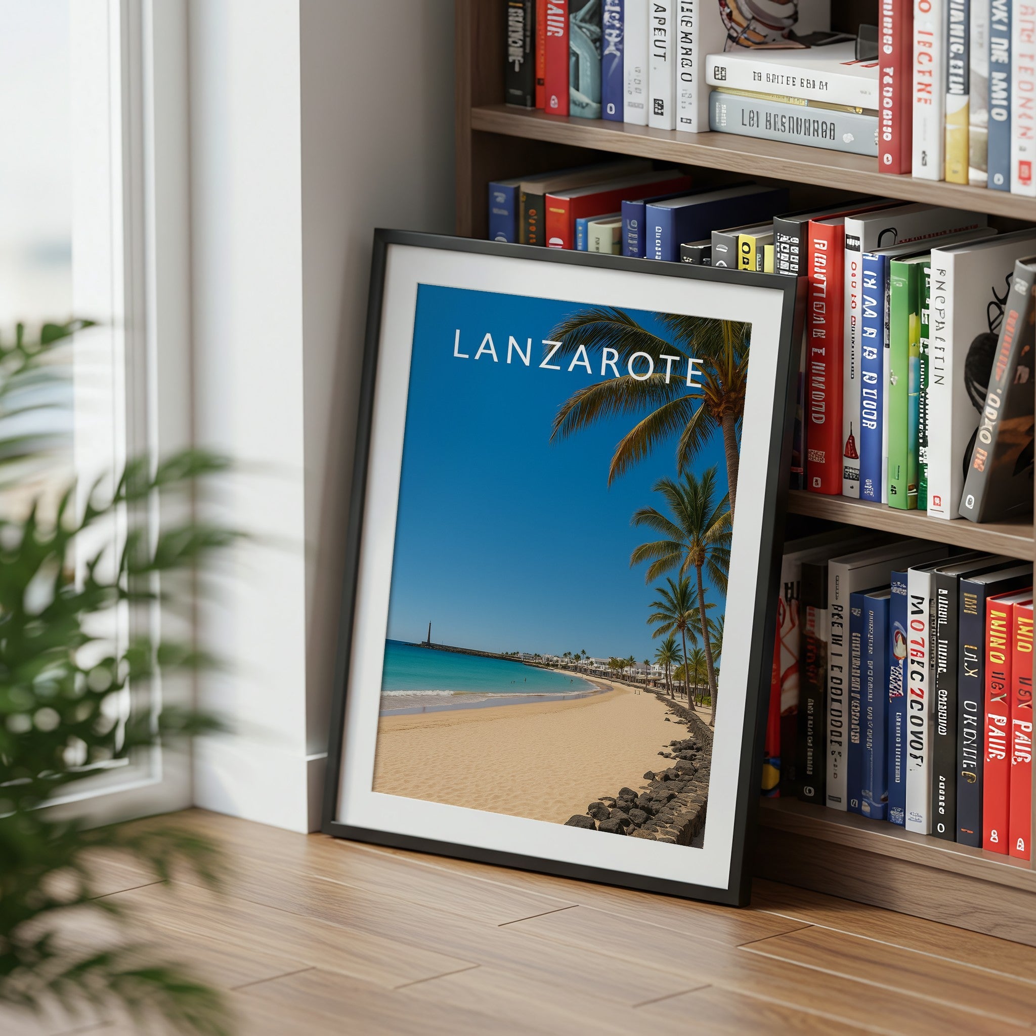 Lanzarote Travel Poster mounted in a black frame