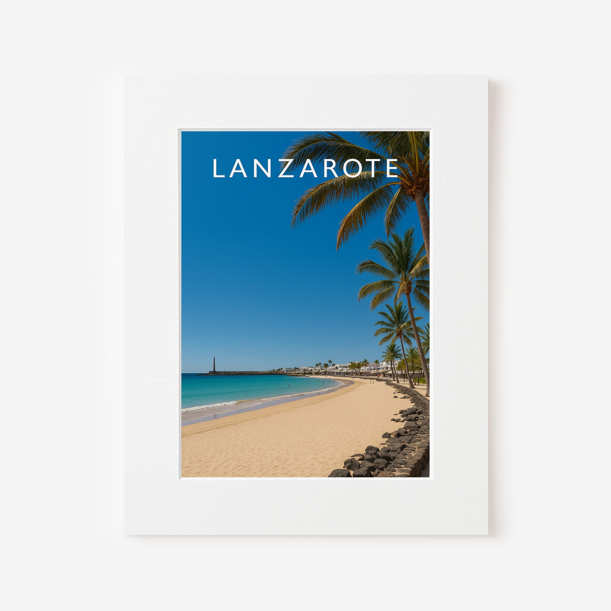 Lanzarote Travel Poster in a white mount