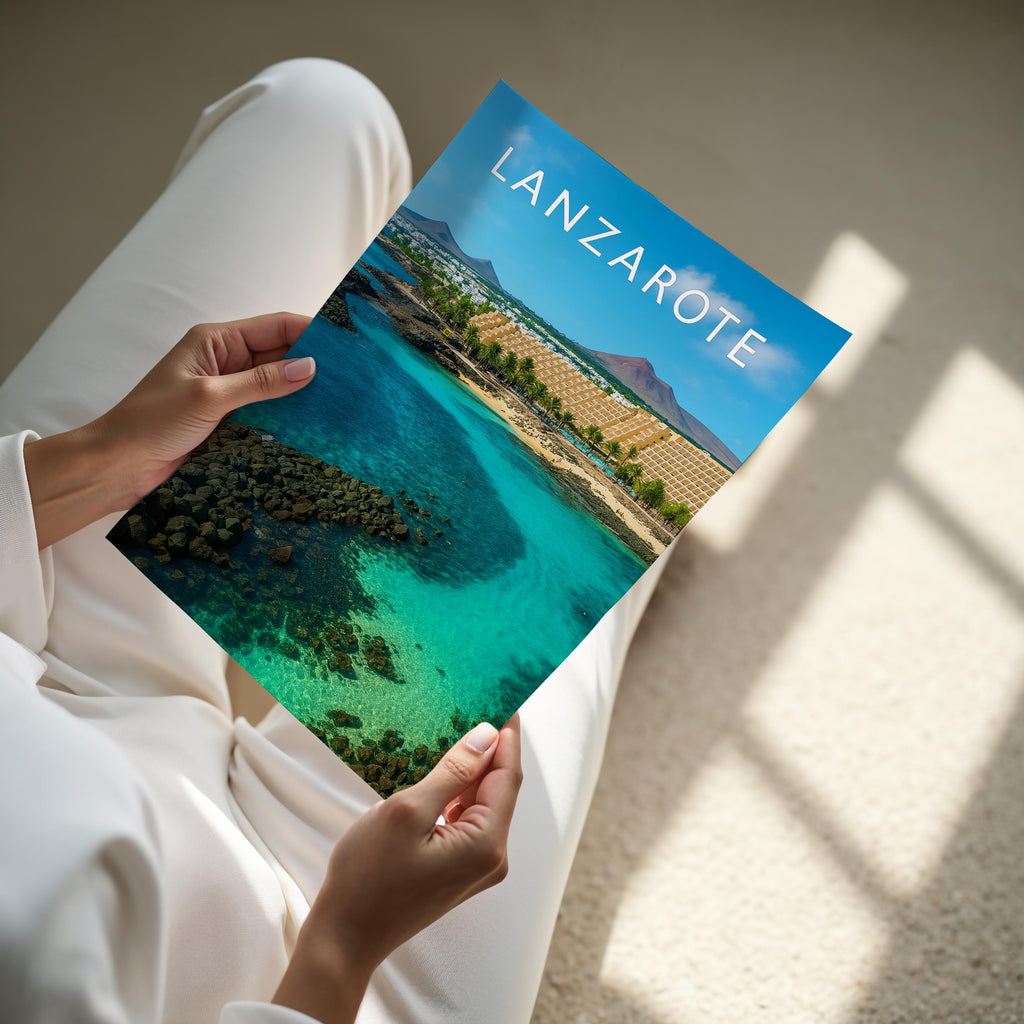 Lanzarote #2 Travel Poster - A4 print held in hand