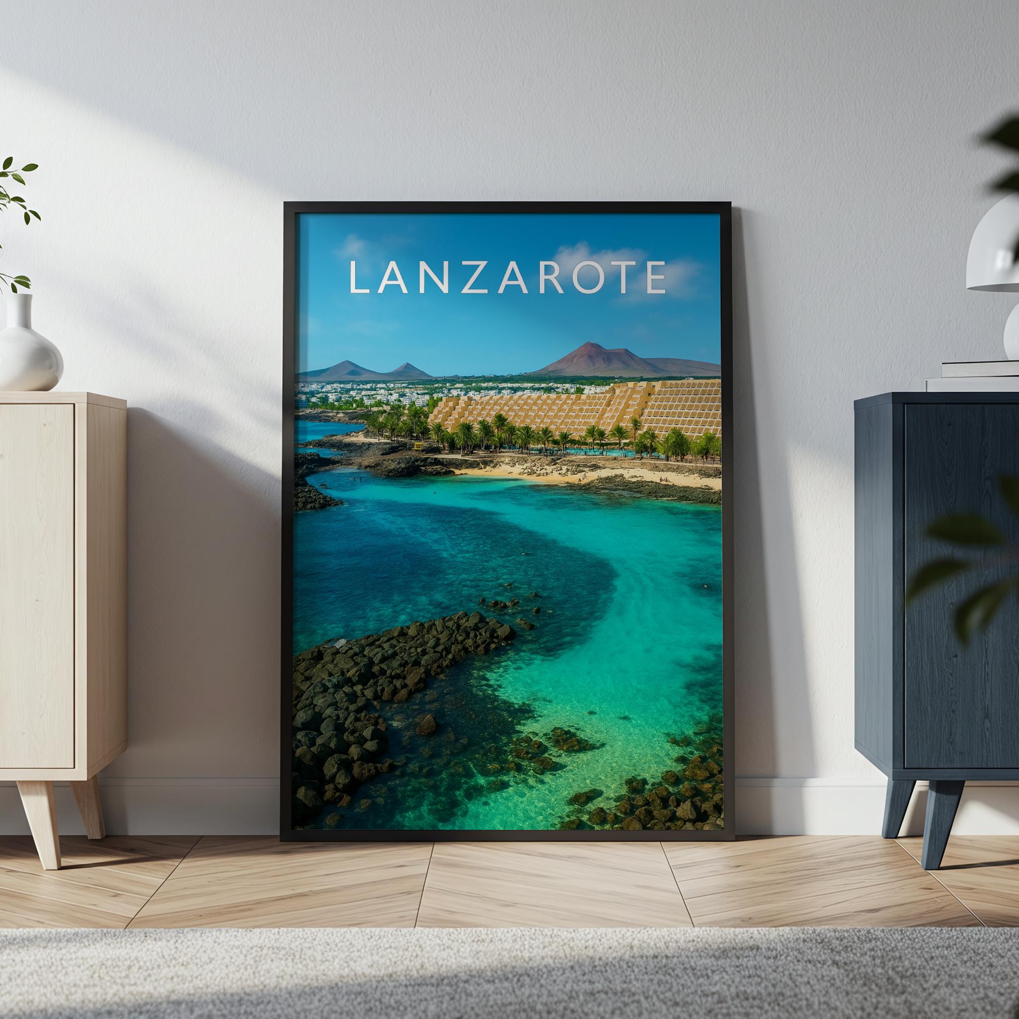 Lanzarote #2 Travel Poster in a black frame