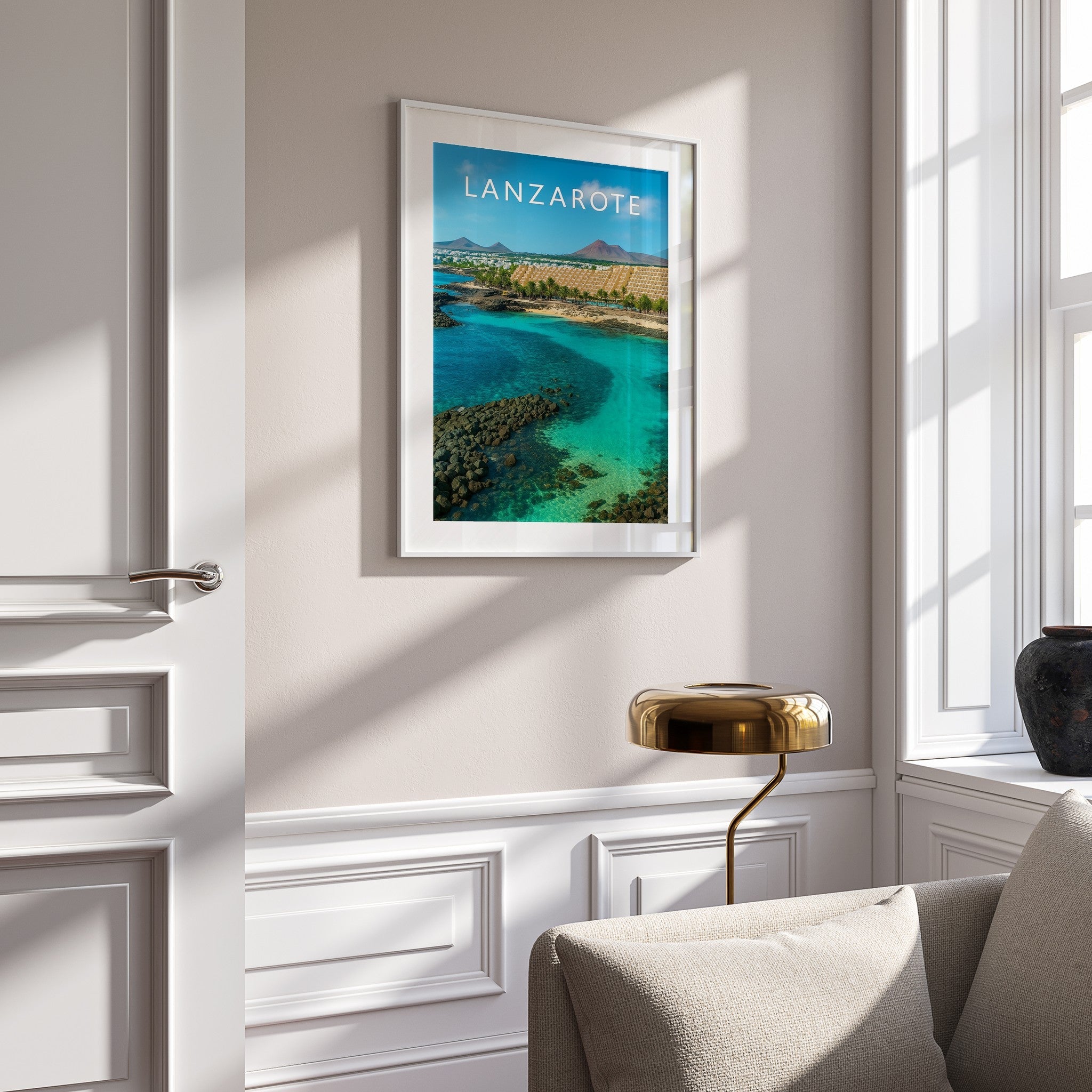 Lanzarote #2 Travel Poster mounted in a white frame