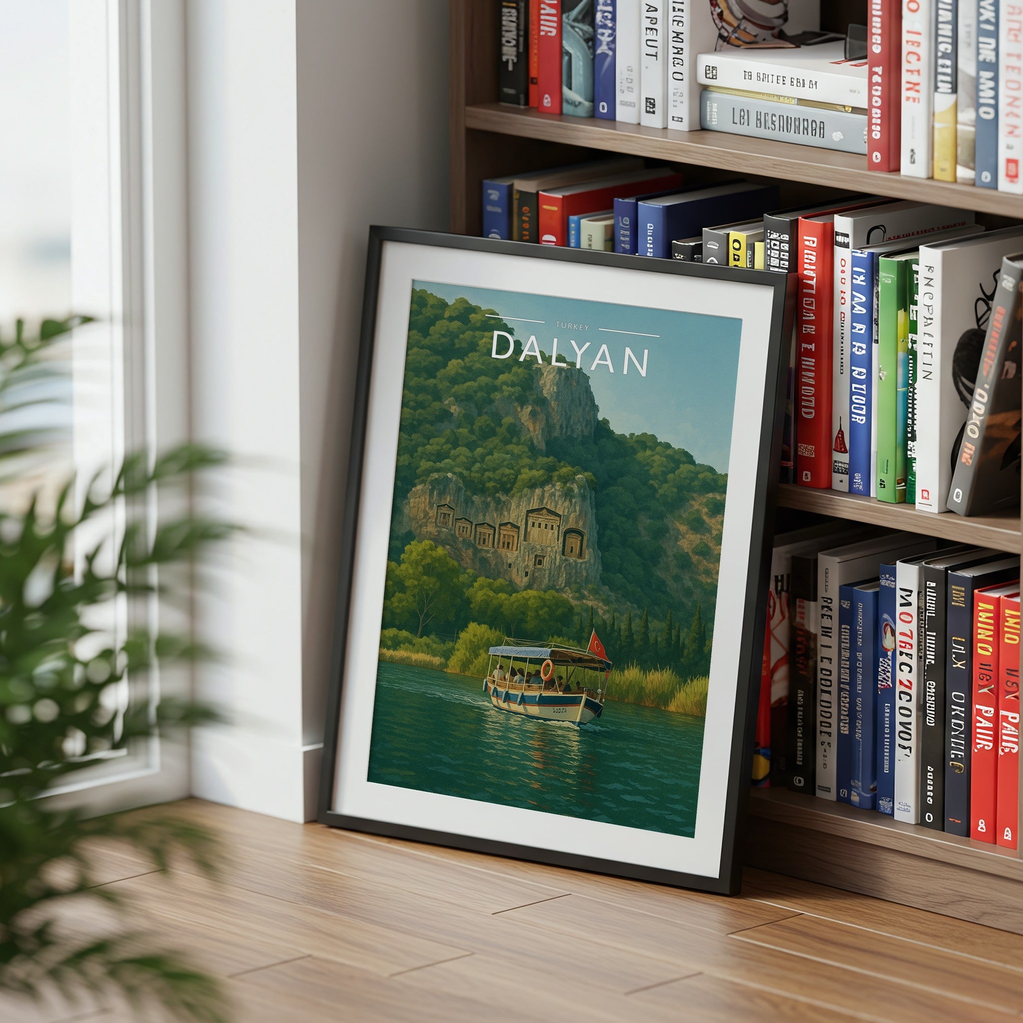 Dalyan Travel Poster mounted in a black frame
