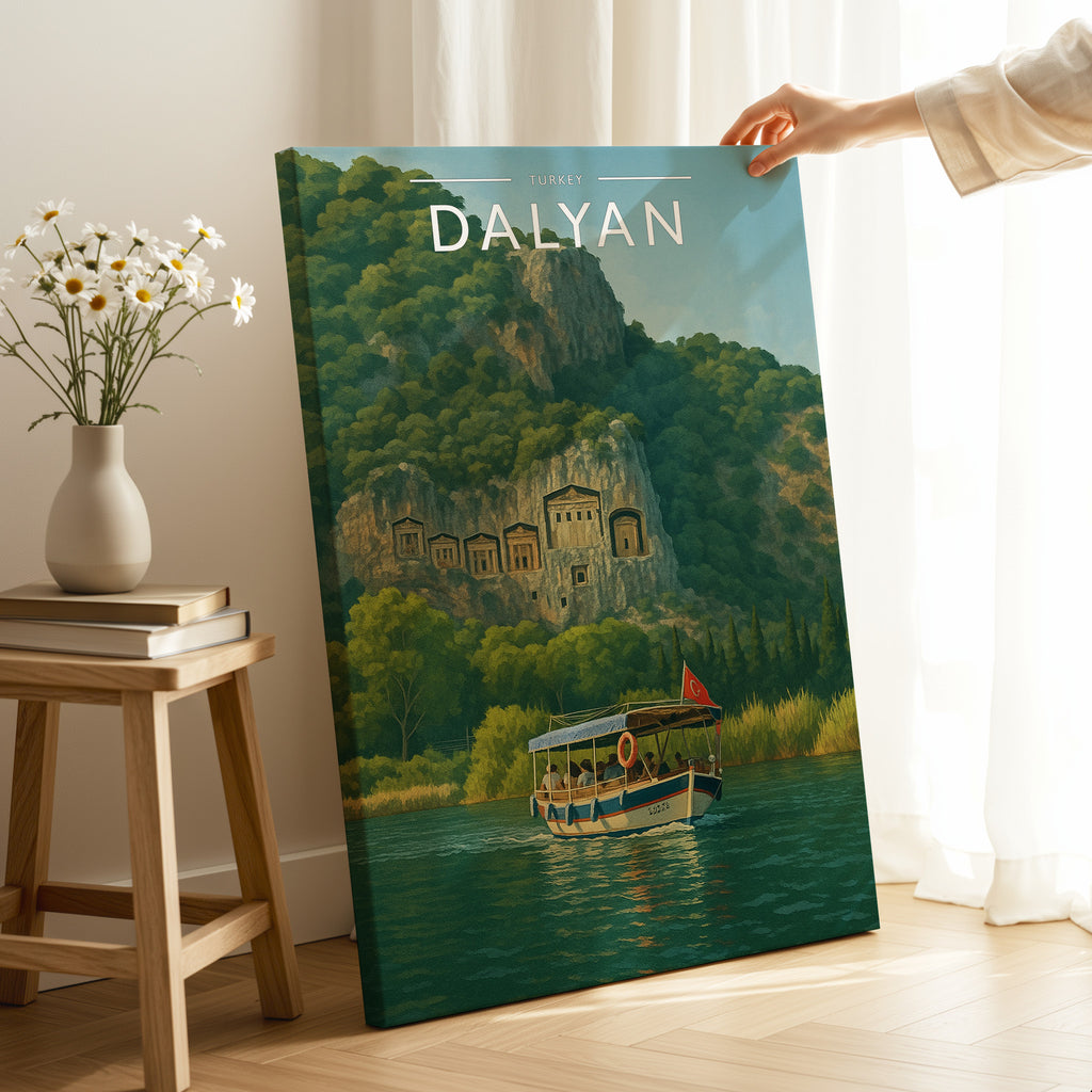 Dalyan Travel Poster as a gallery-wrapped canvas