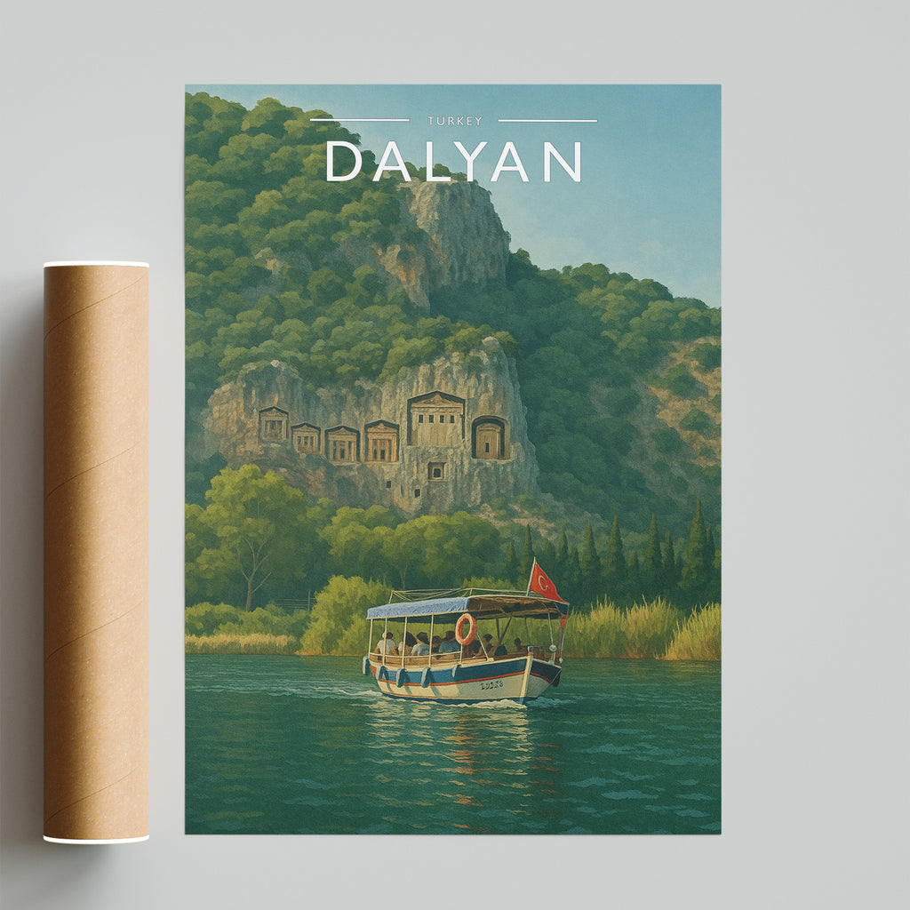 Dalyan Travel Poster - fine art print with shipping tube