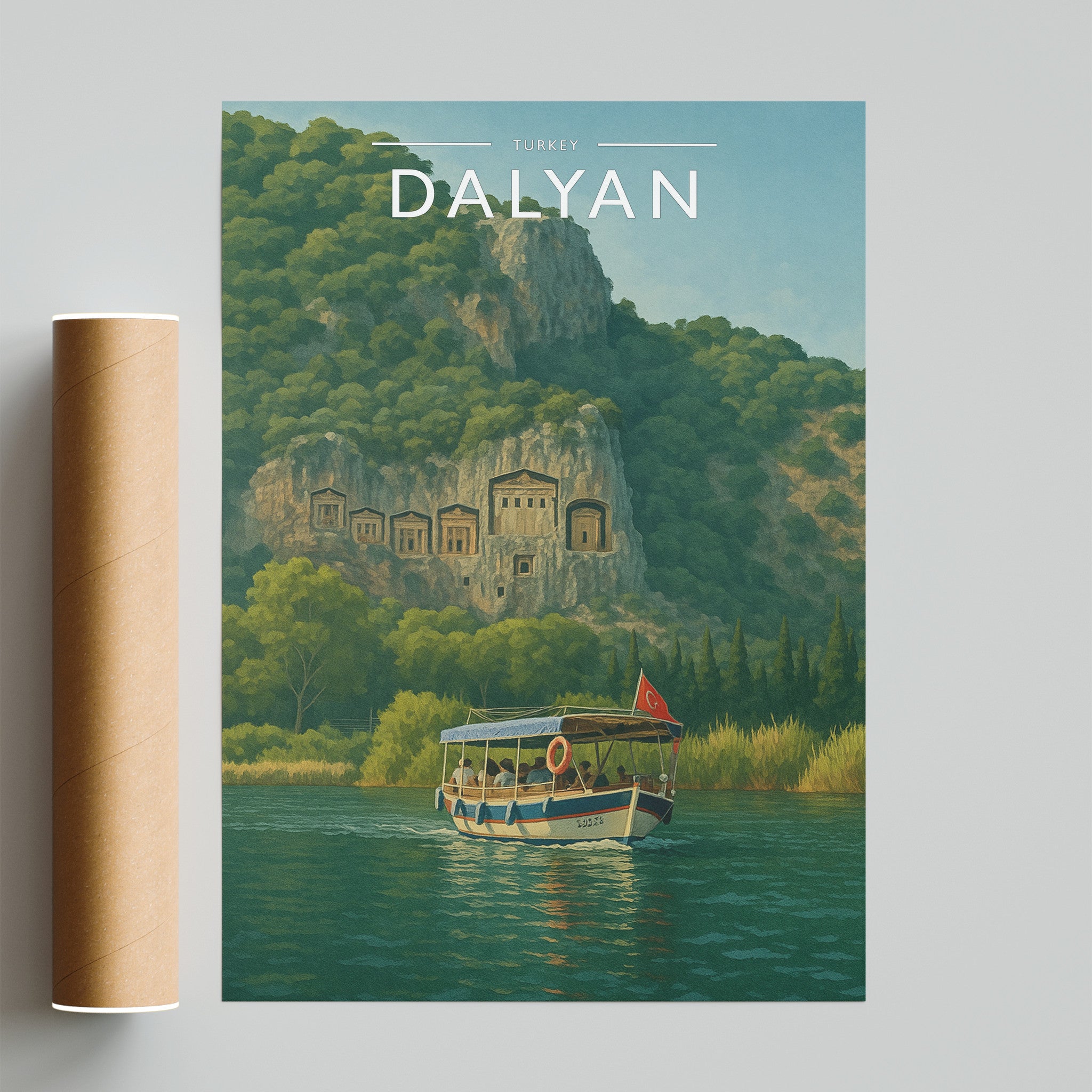 Dalyan Travel Poster - fine art print with shipping tube
