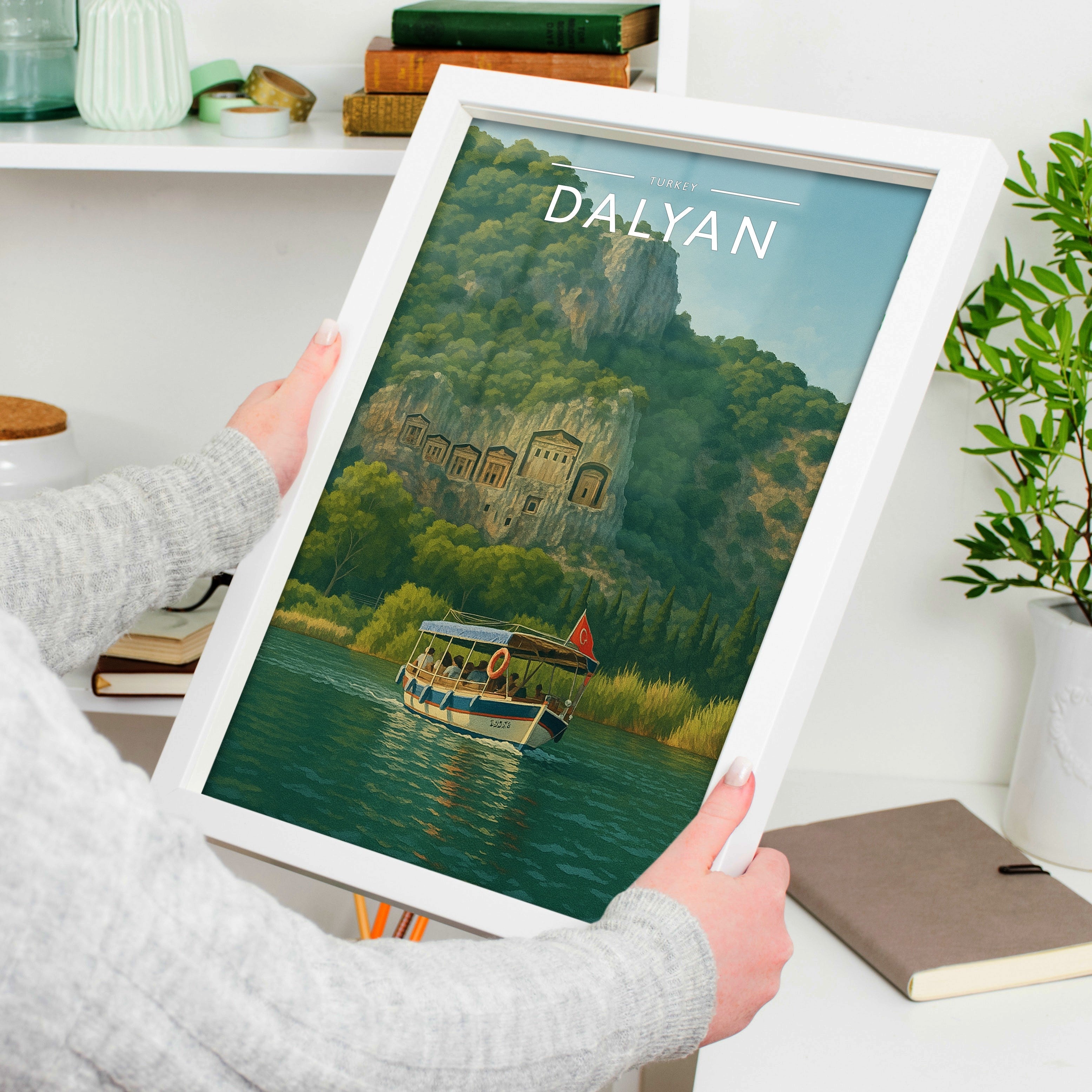 Dalyan Travel Poster held in a white frame