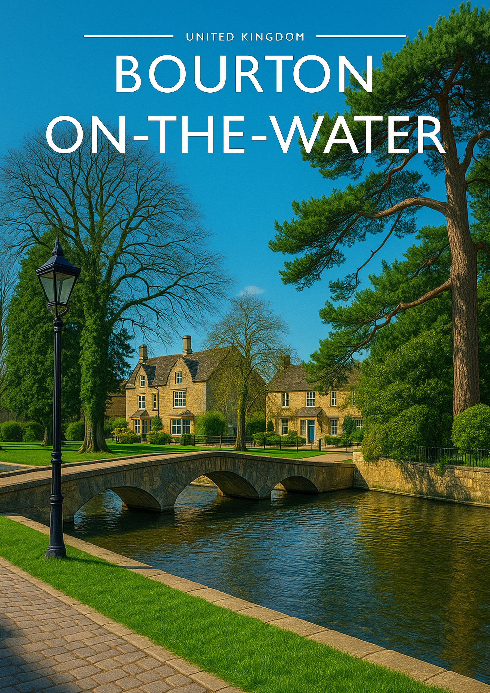 Bourton-on-the-Water Travel Poster - A4 travel poster print