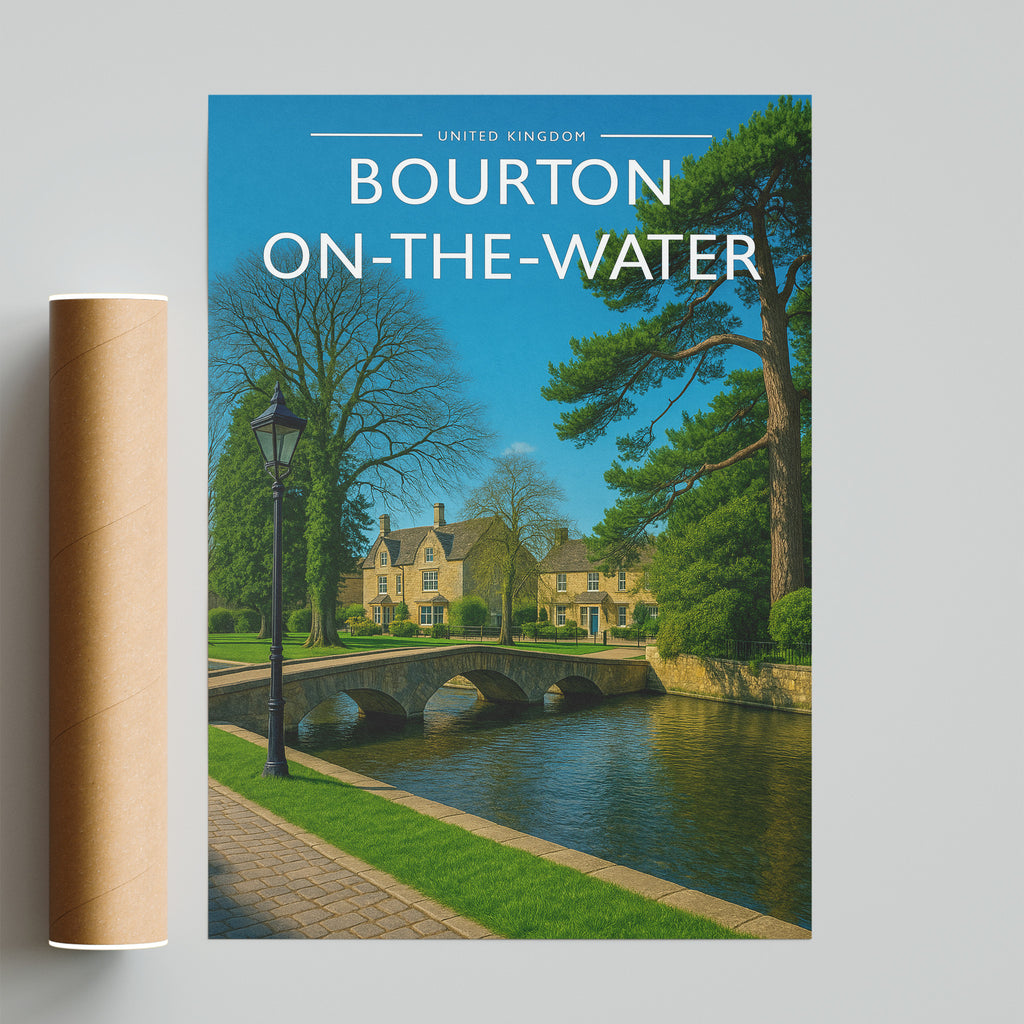 Bourton-on-the-Water Travel Poster - fine art print with shipping tube