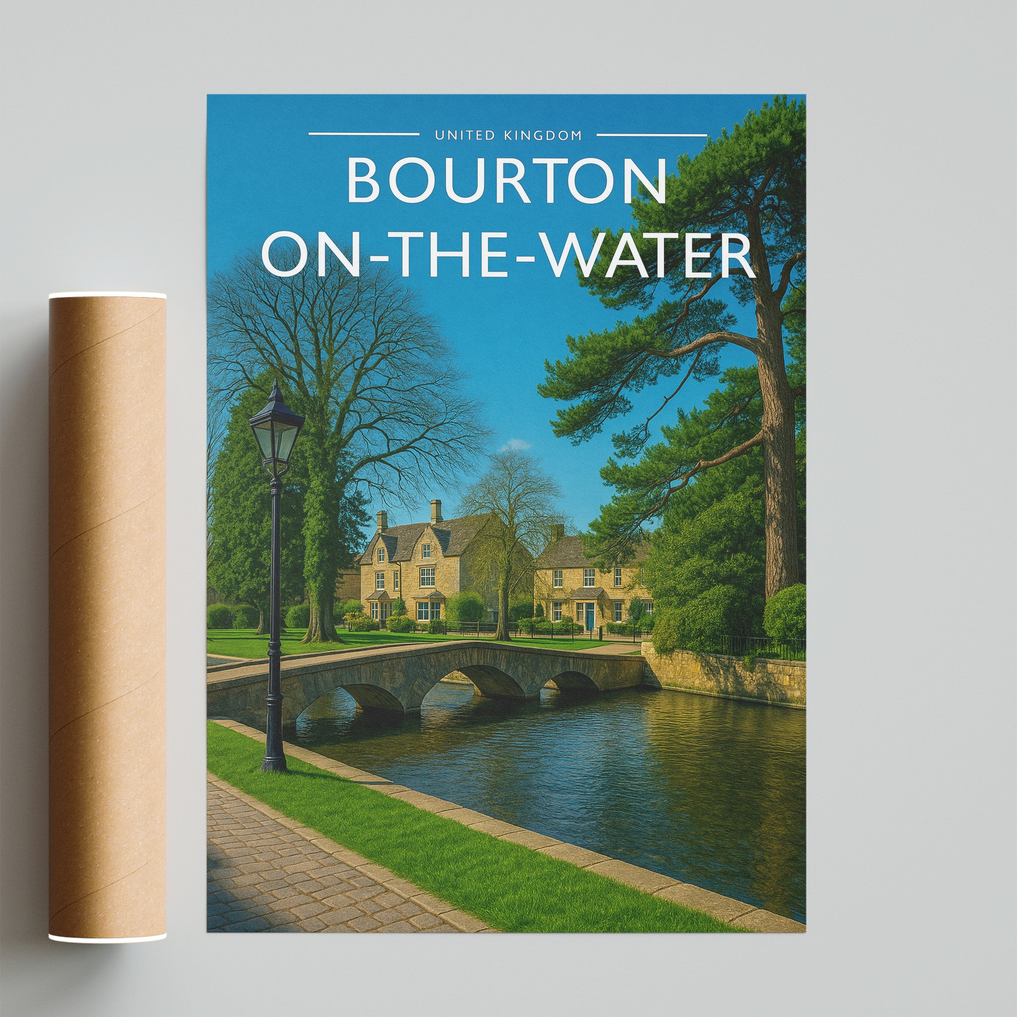 Bourton-on-the-Water Travel Poster - fine art print with shipping tube