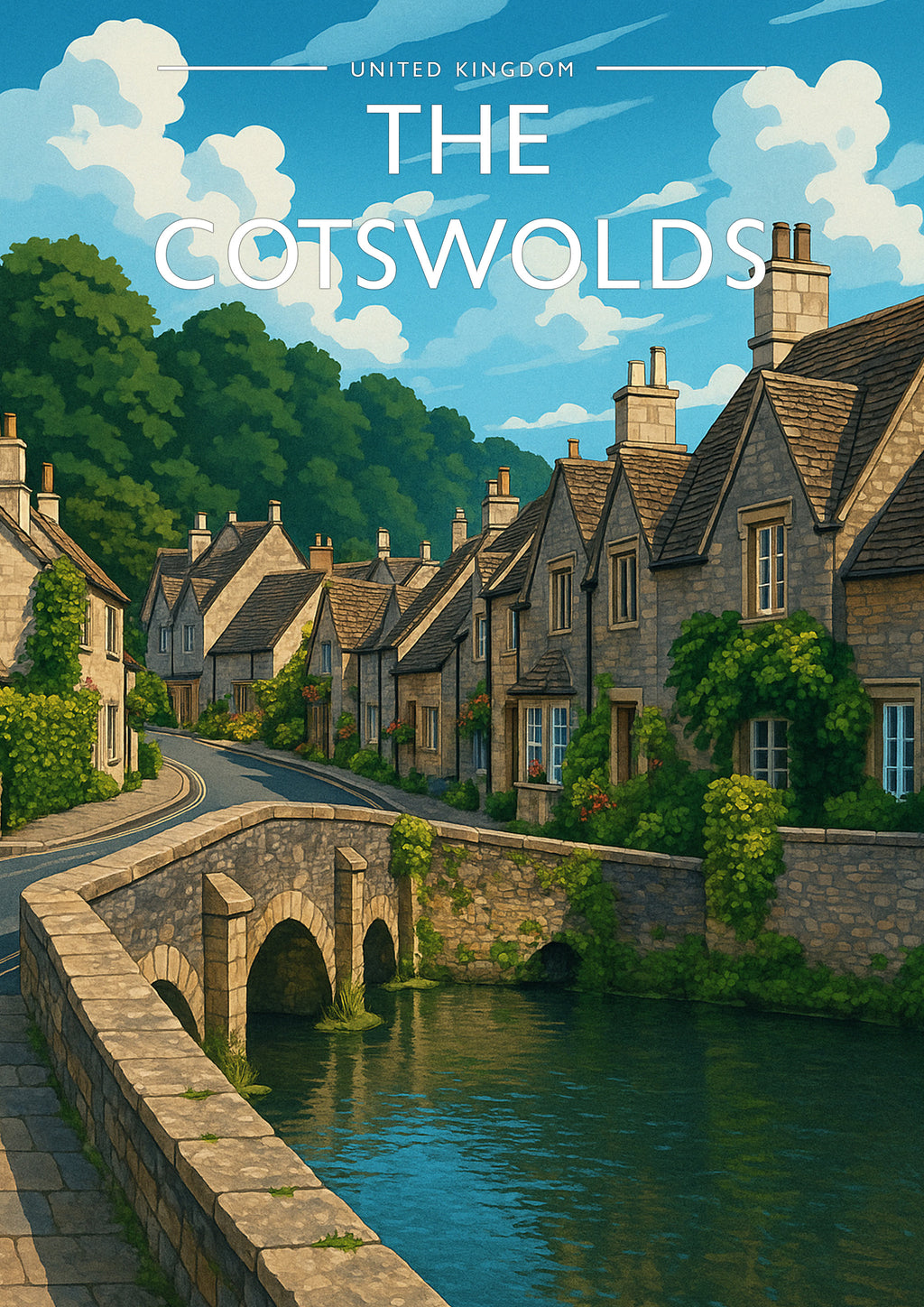 The Cotswolds Travel Poster - A4 travel poster print