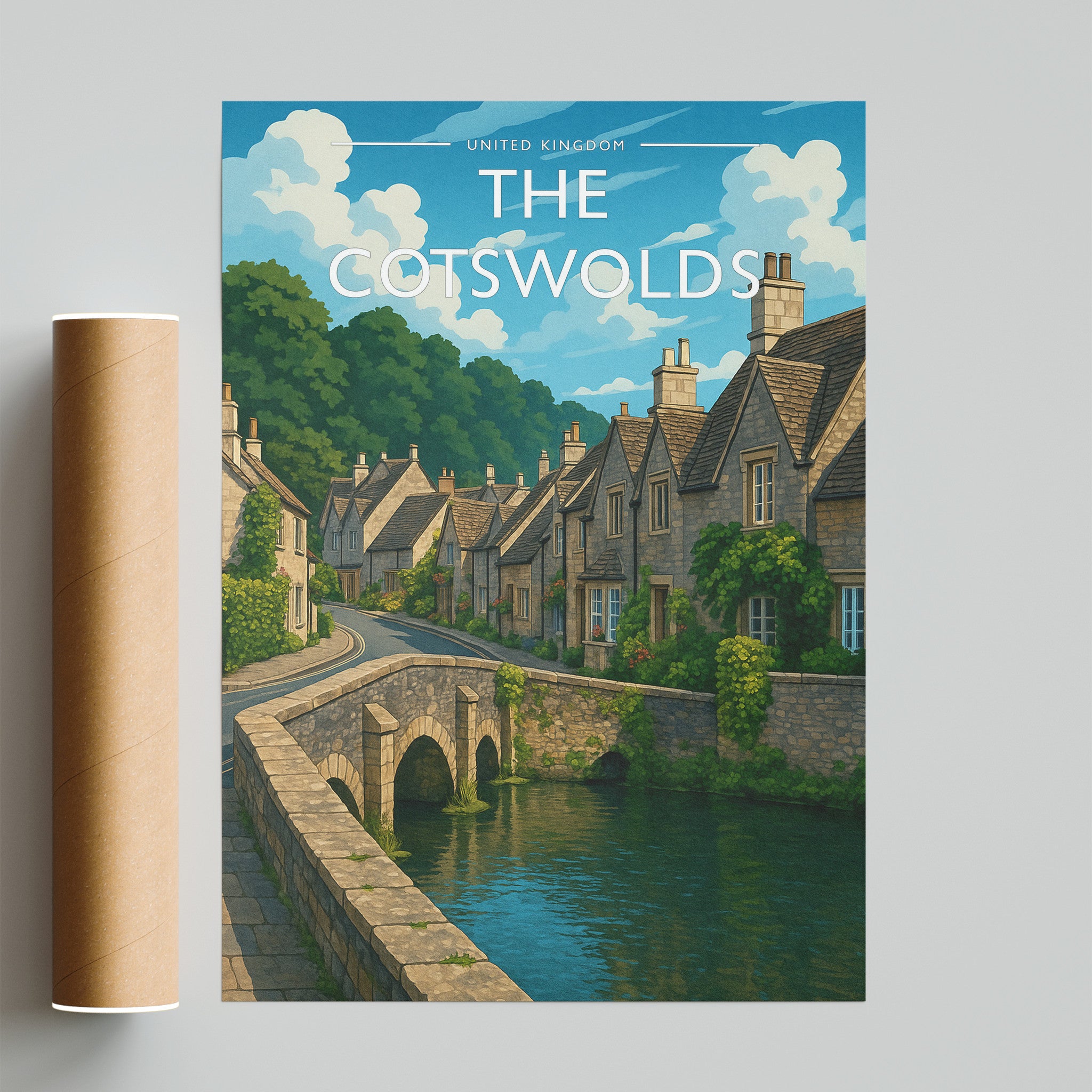 The Cotswolds Travel Poster - fine art print with shipping tube
