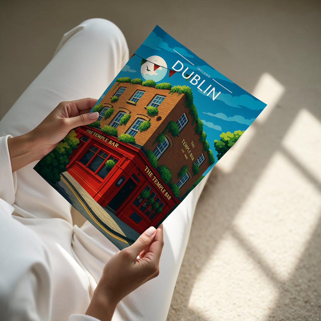 Dublin #2 Travel Poster - A4 print held in hand