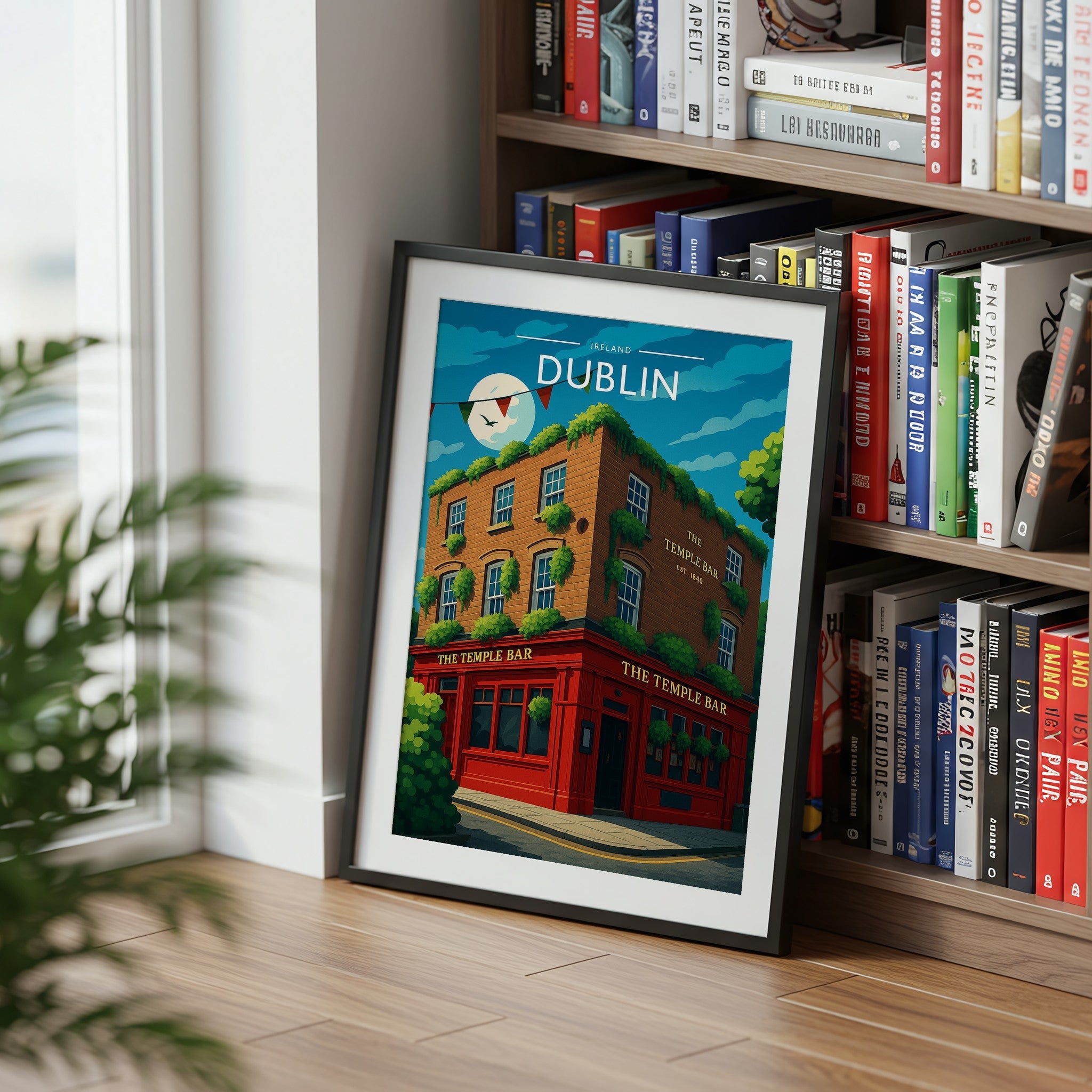 Dublin #2 Travel Poster mounted in a black frame