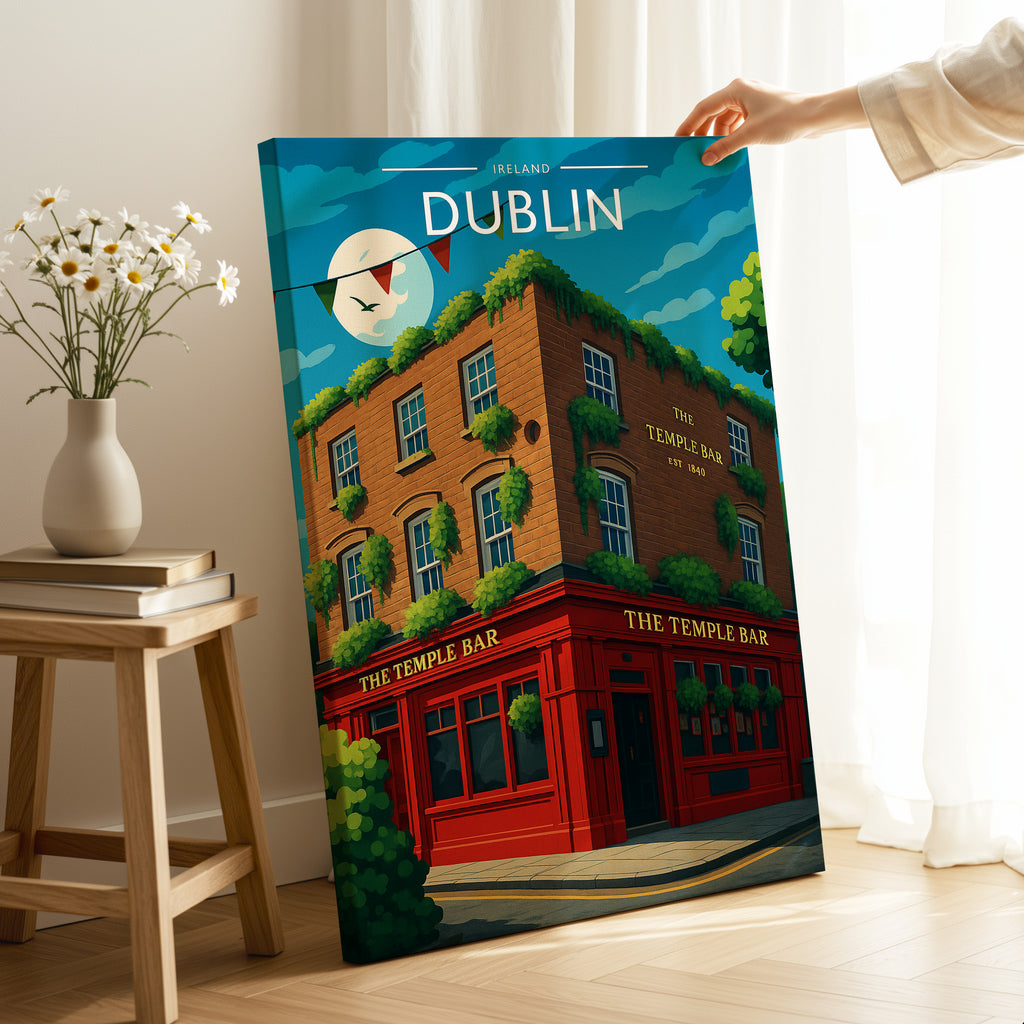 Dublin #2 Travel Poster as a gallery-wrapped canvas