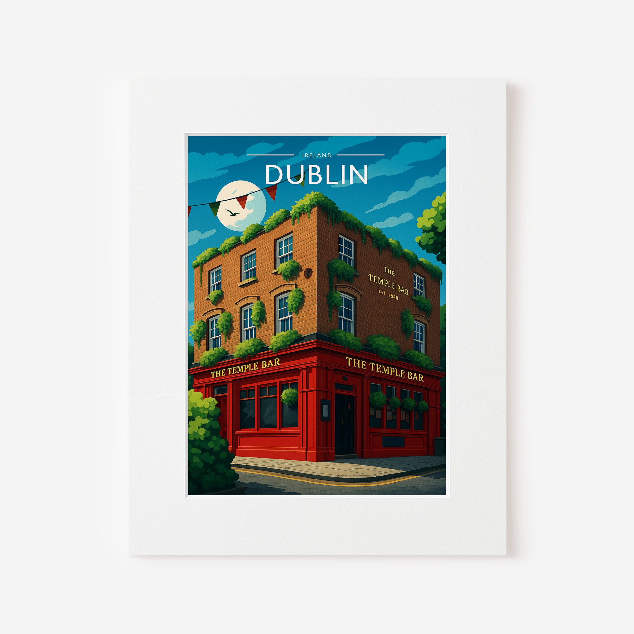 Dublin #2 Travel Poster in a white mount
