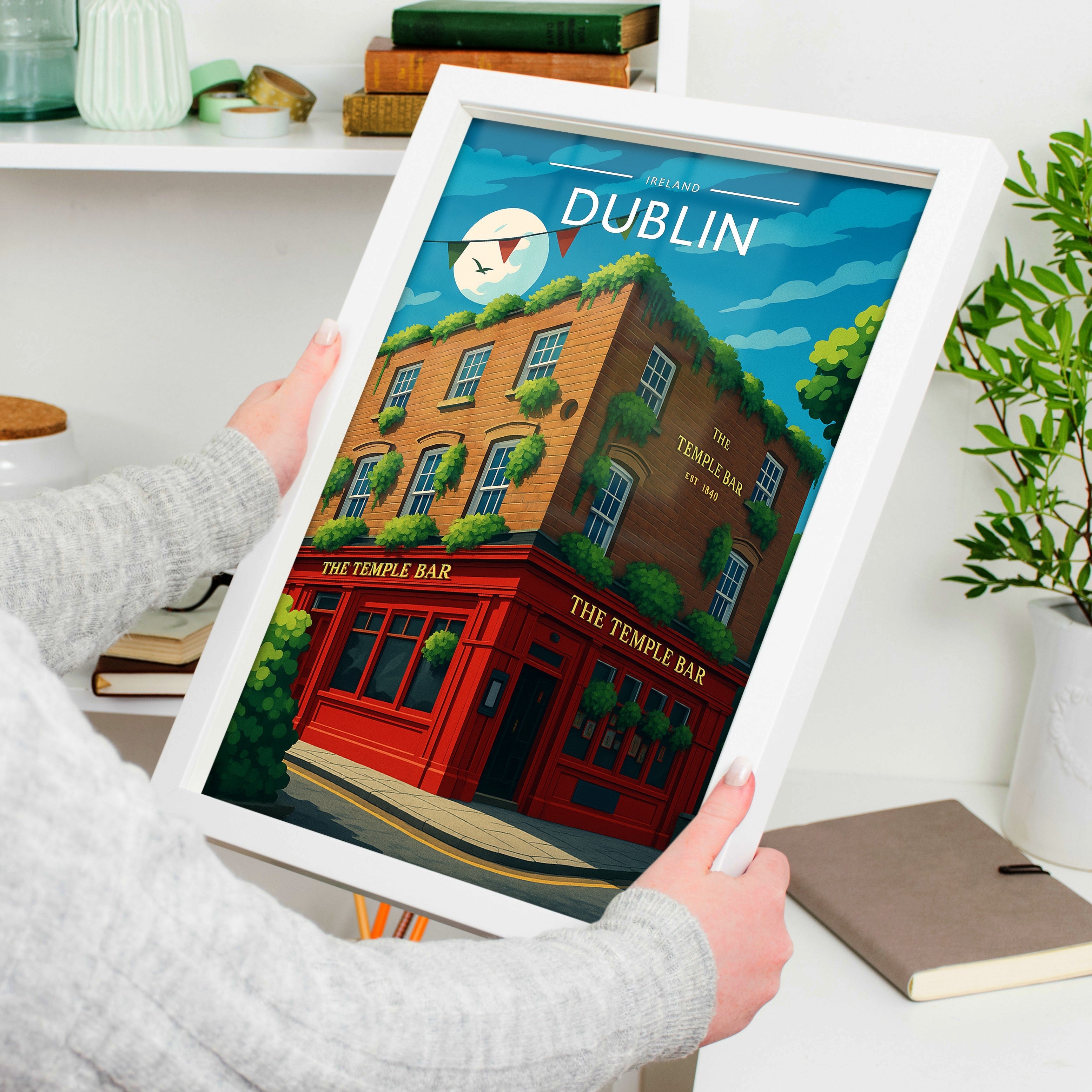 Dublin #2 Travel Poster held in a white frame