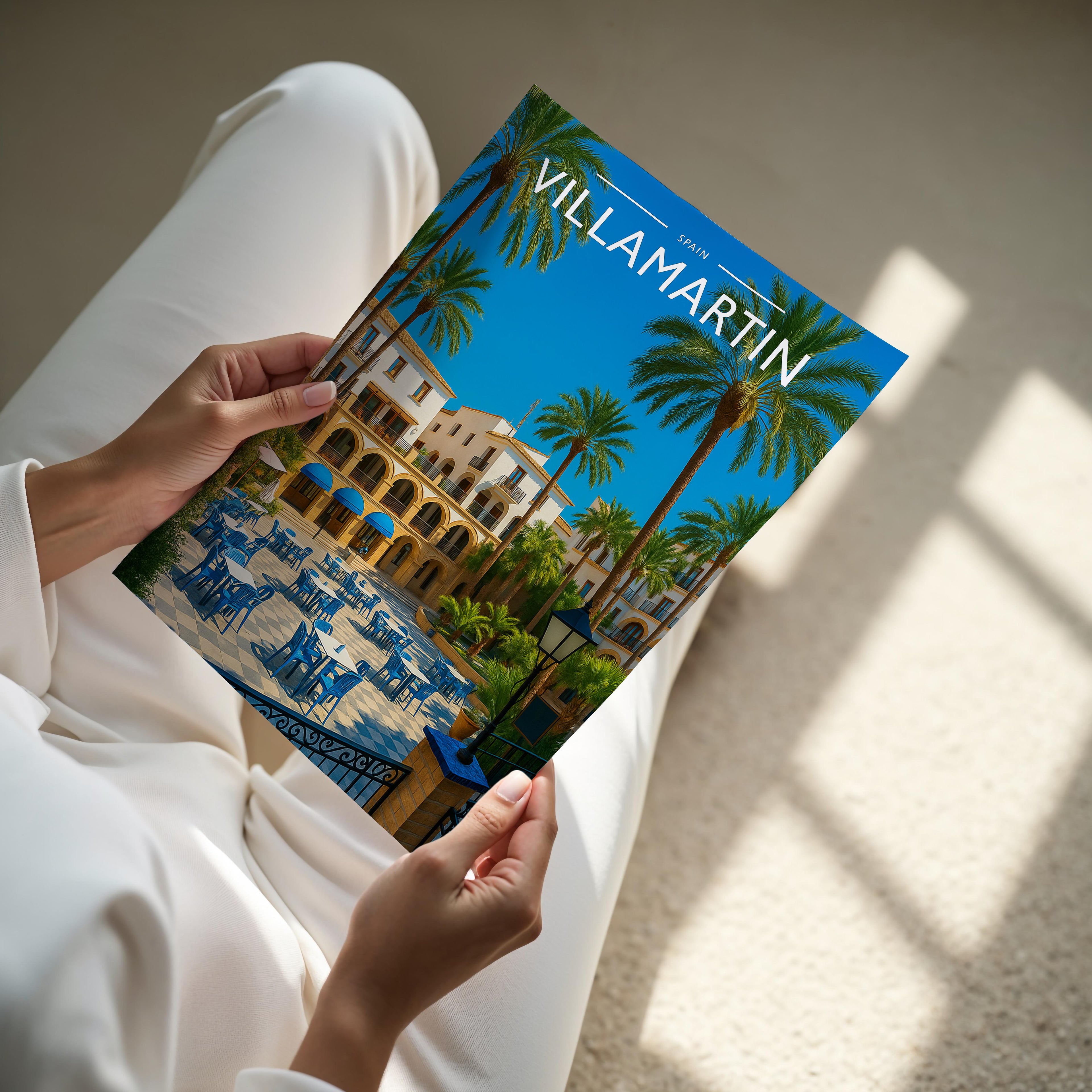 Villamartin Travel Poster - A4 print held in hand