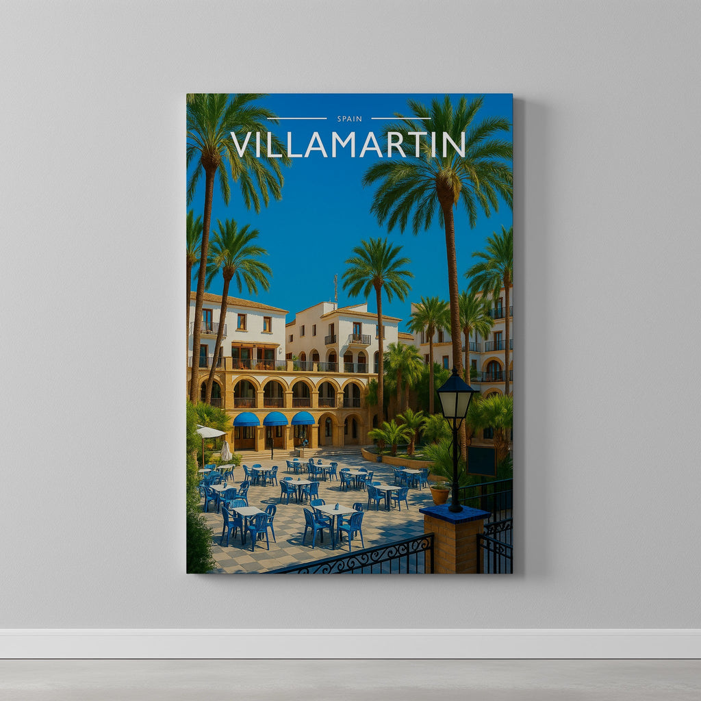 Villamartin Travel Poster as a gallery-wrapped canvas on a plain wall