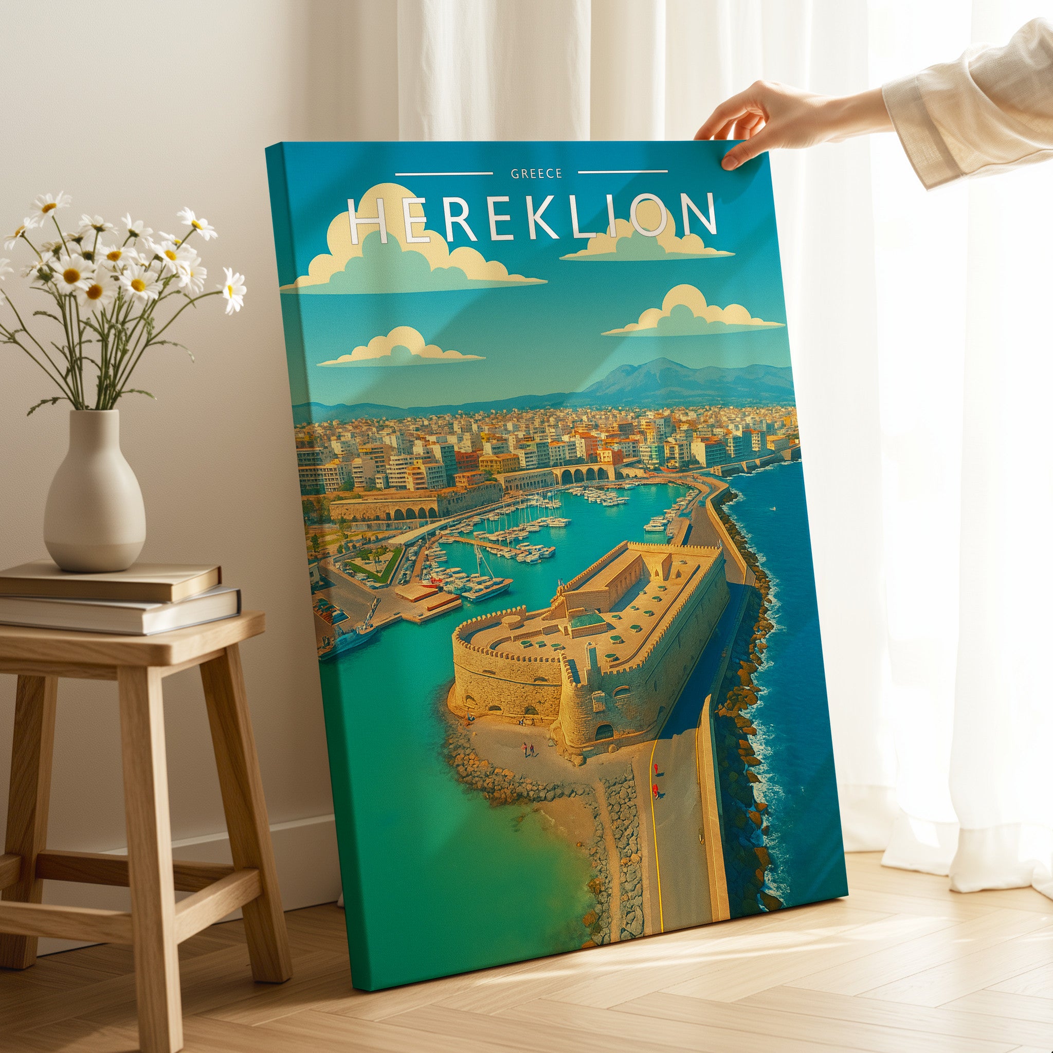 Heraklion Travel Poster as a gallery-wrapped canvas