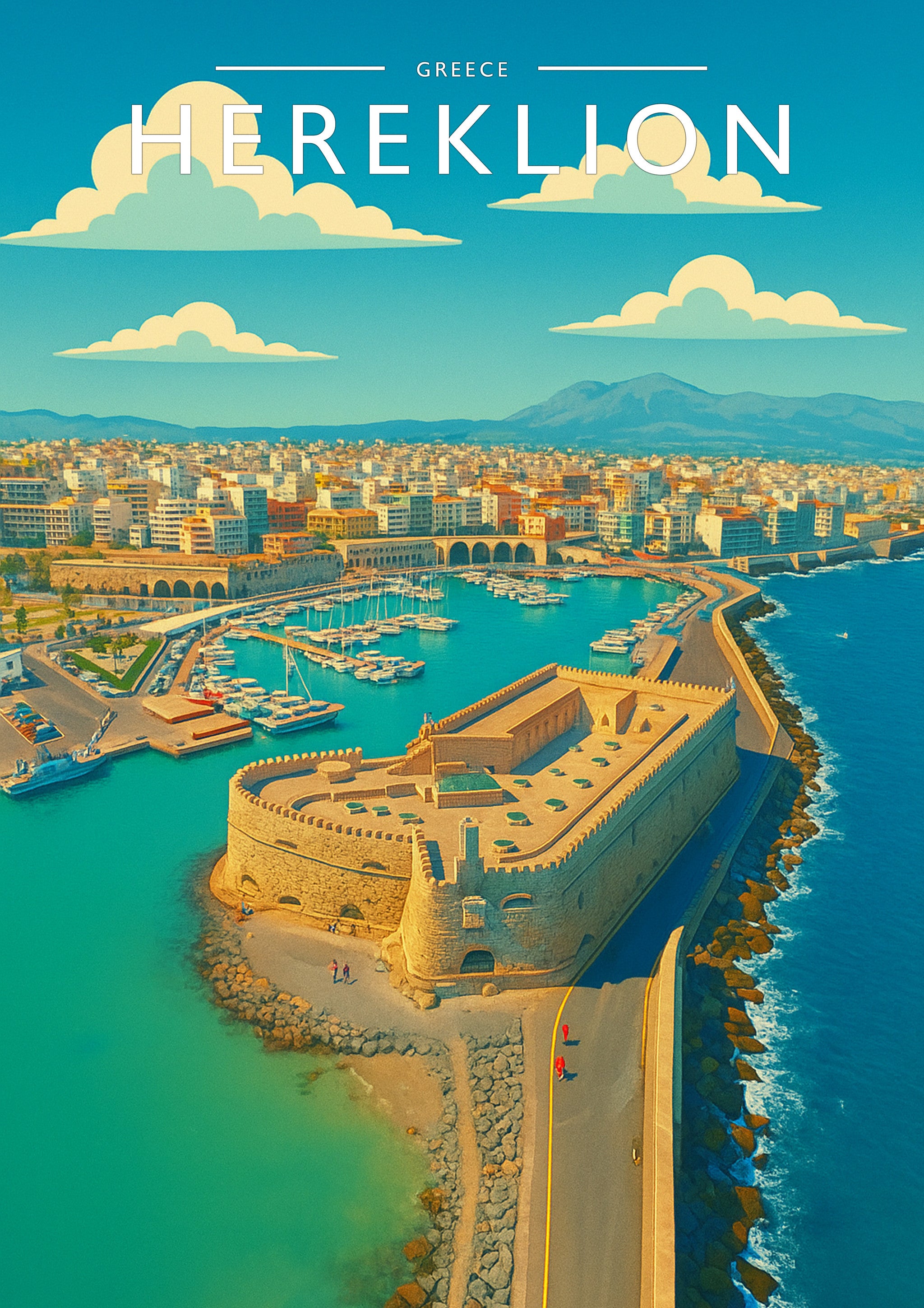 Heraklion Travel Poster - A4 travel poster print