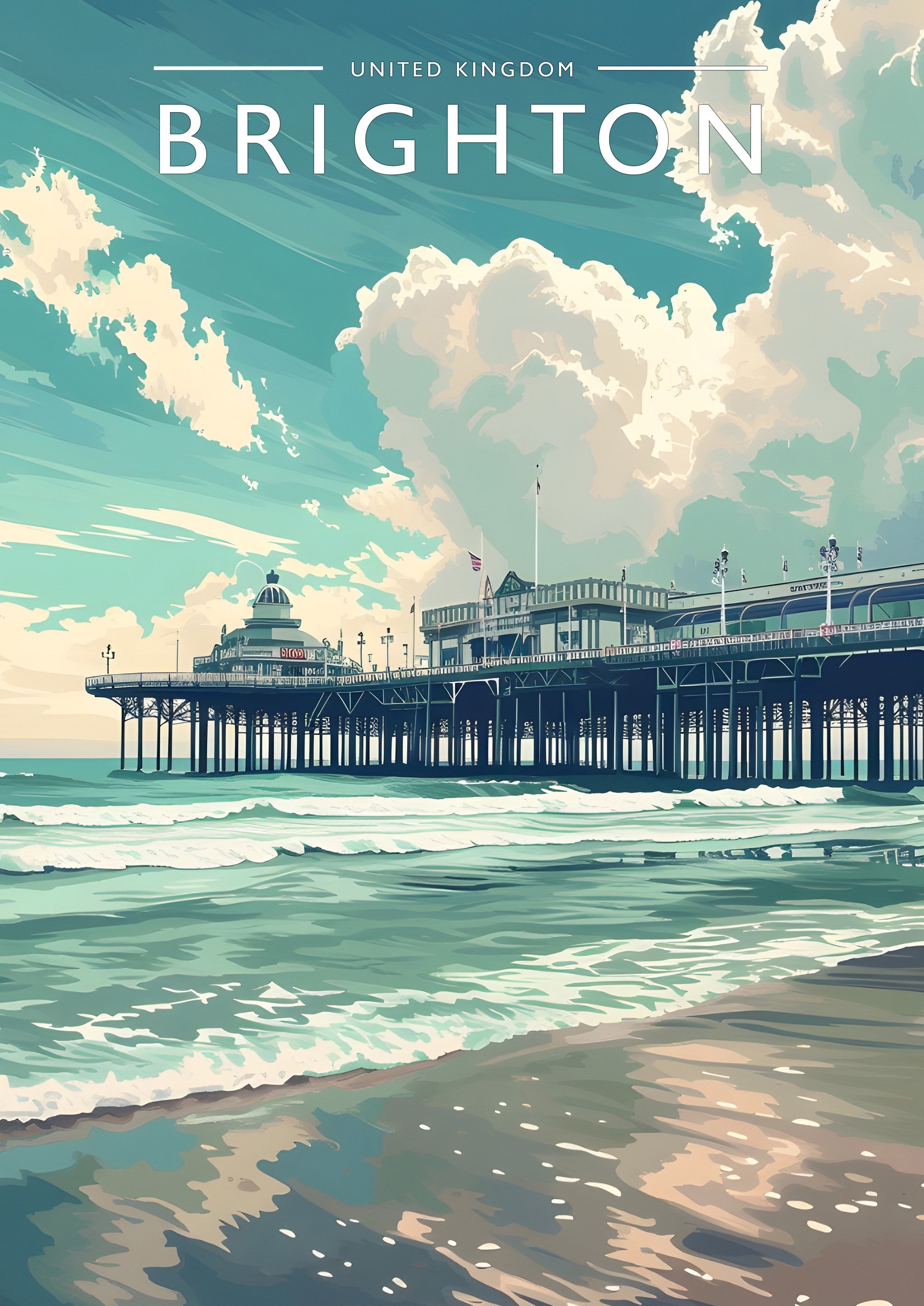 Brighton Travel Poster - A4 travel poster print