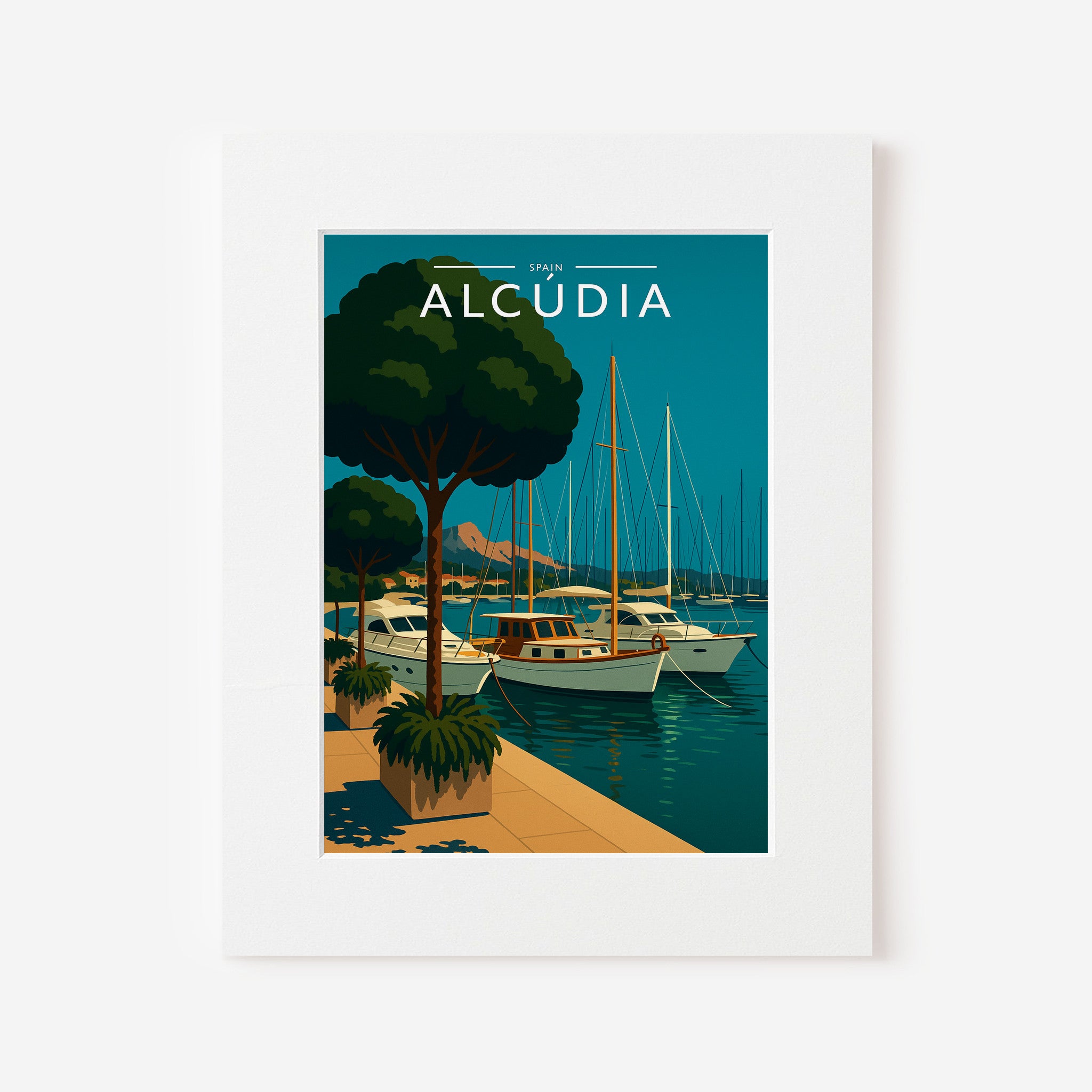 Alcúdia Travel Poster in a white mount