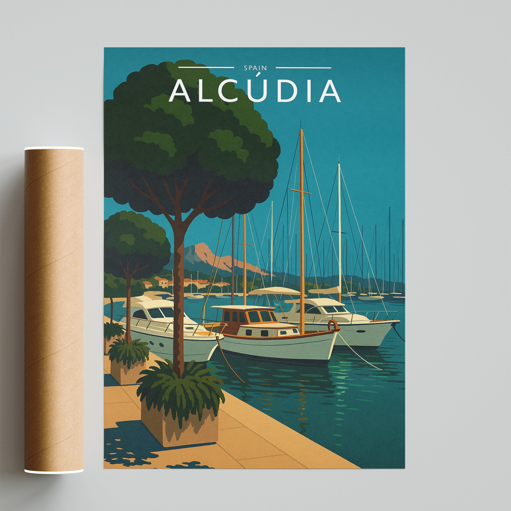 Alcúdia Travel Poster - fine art print with shipping tube