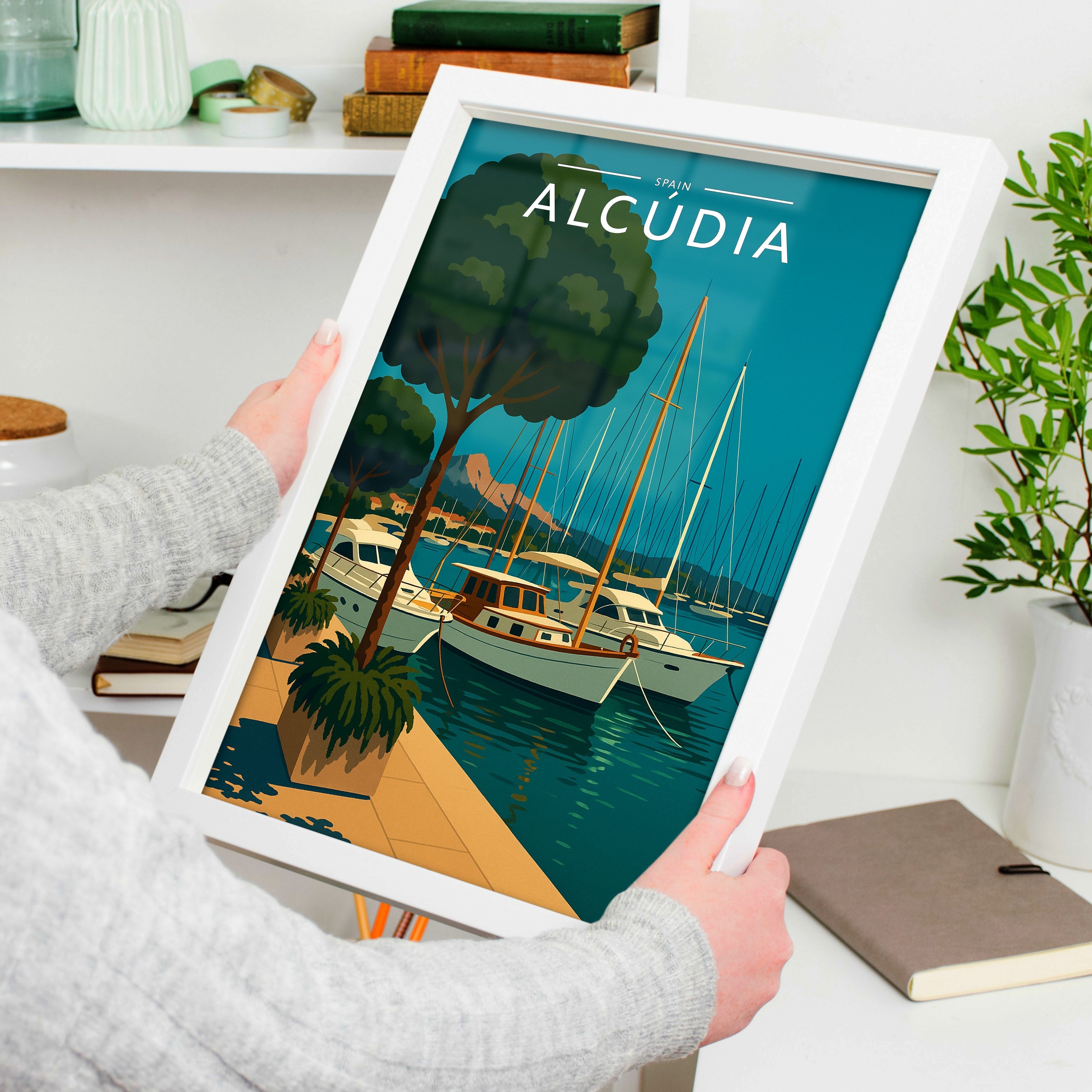 Alcúdia Travel Poster held in a white frame