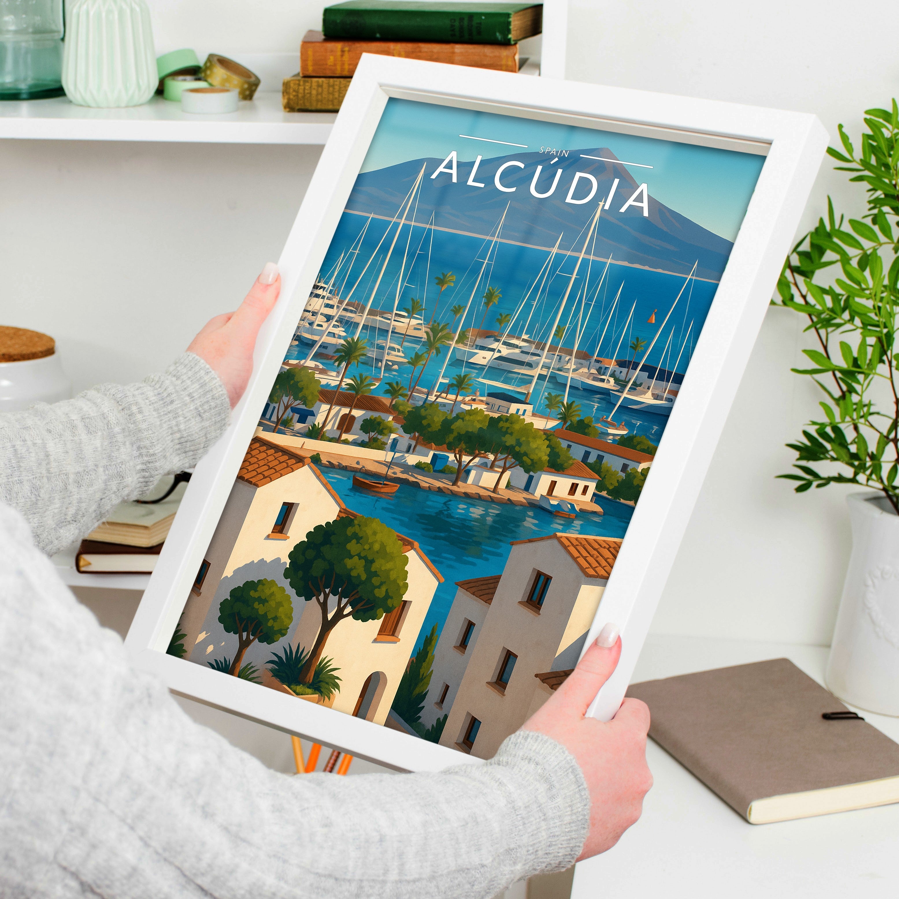 Alcúdia #2 Travel Poster held in a white frame