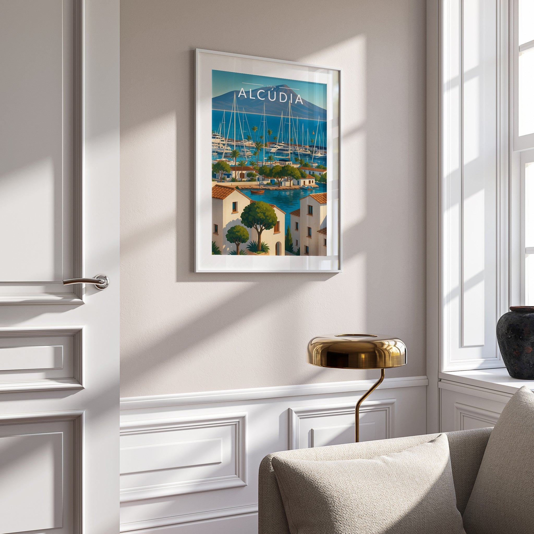 Alcúdia #2 Travel Poster mounted in a white frame