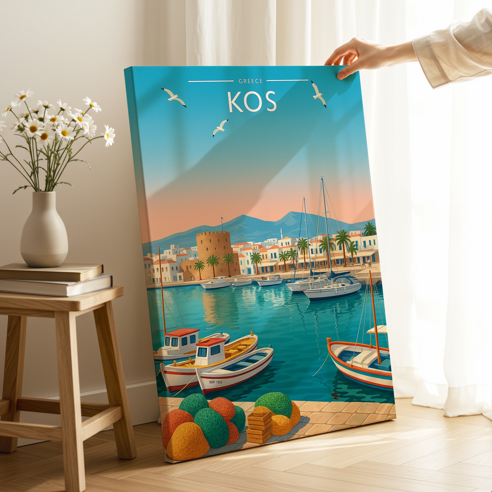 Kos #2 Travel Poster as a gallery-wrapped canvas