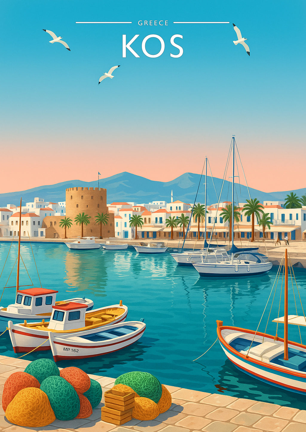 Kos #2 Travel Poster - A4 travel poster print