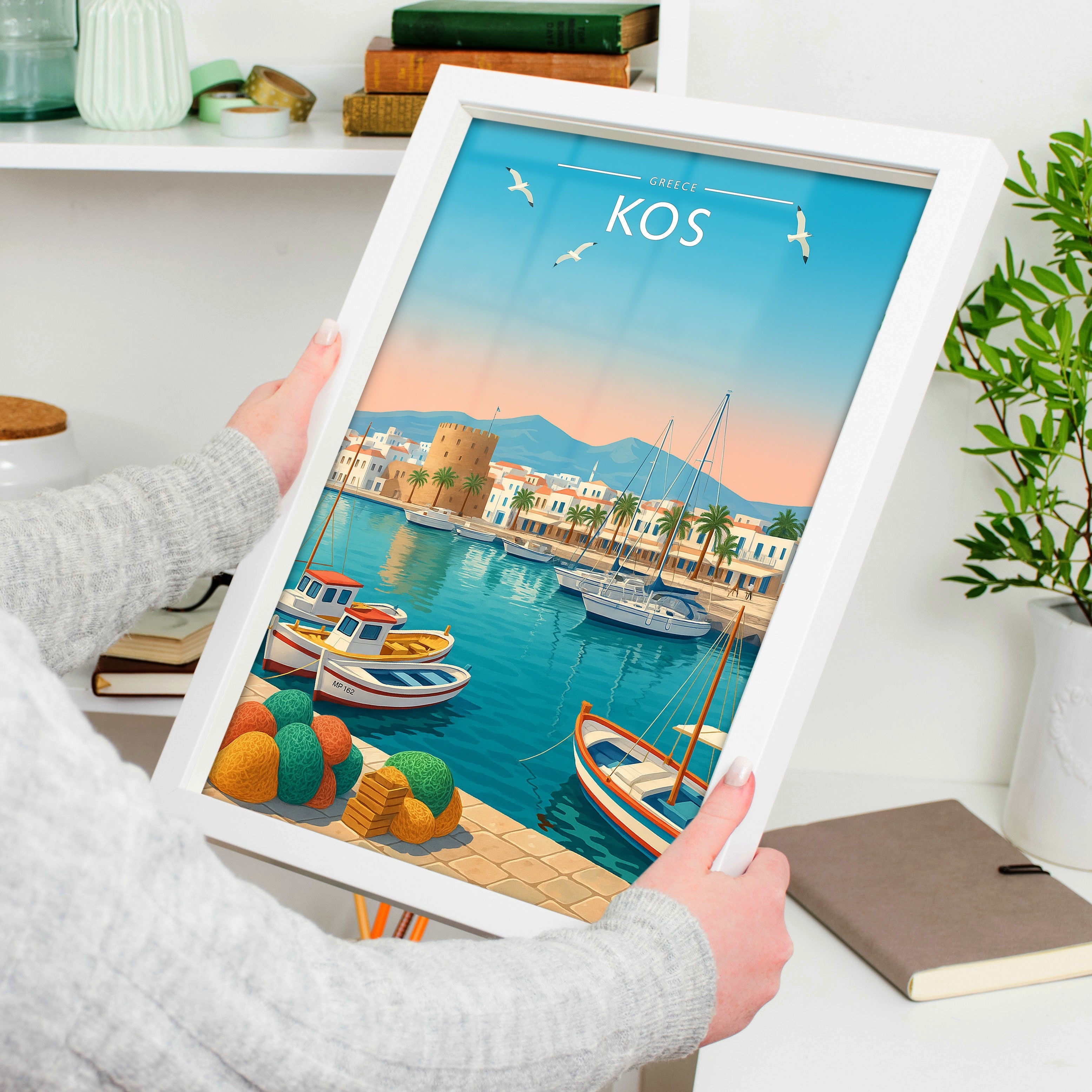 Kos #2 Travel Poster held in a white frame