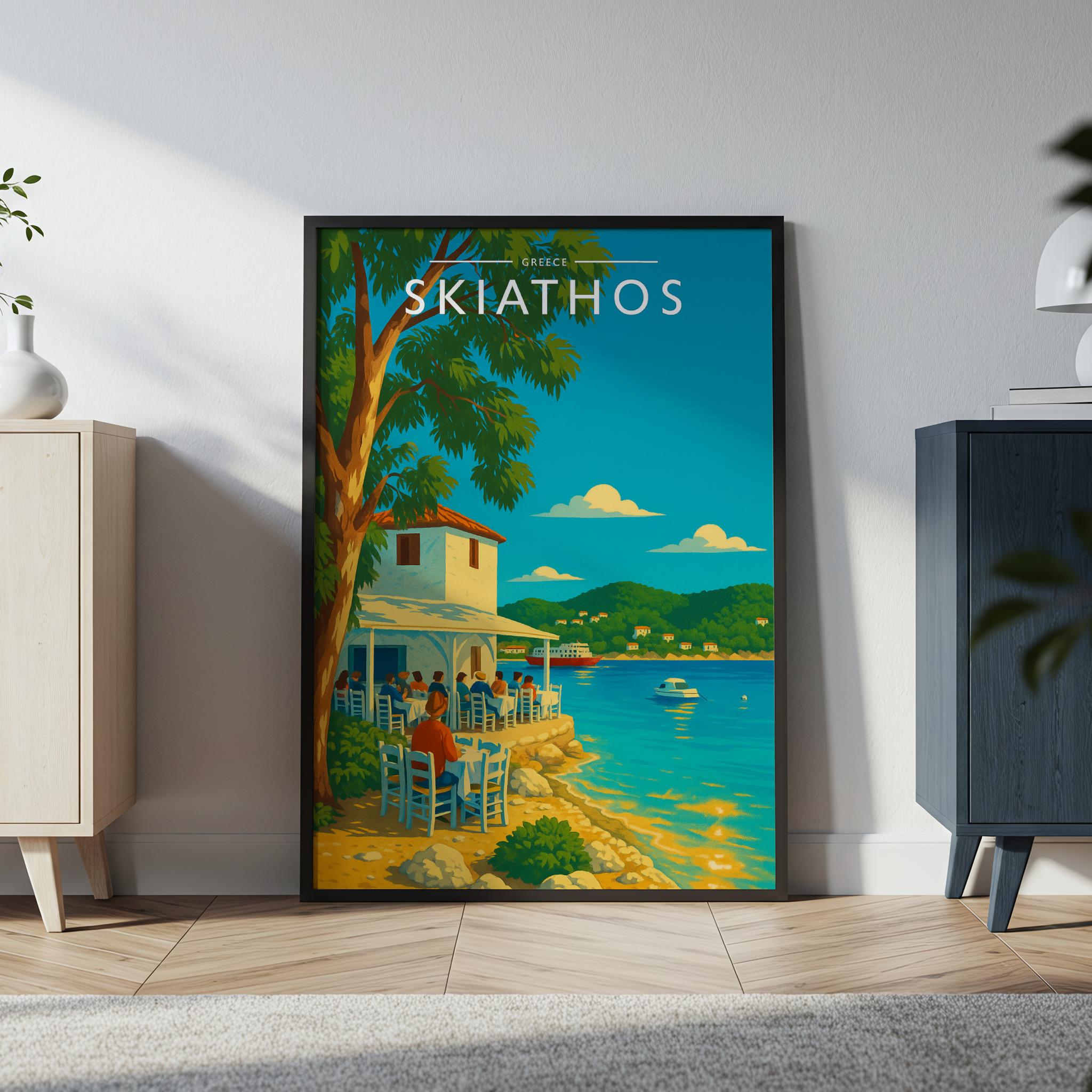 Skiathos #2 Travel Poster in a black frame