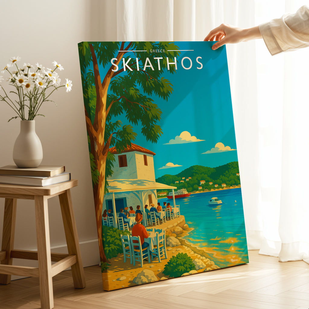 Skiathos #2 Travel Poster as a gallery-wrapped canvas