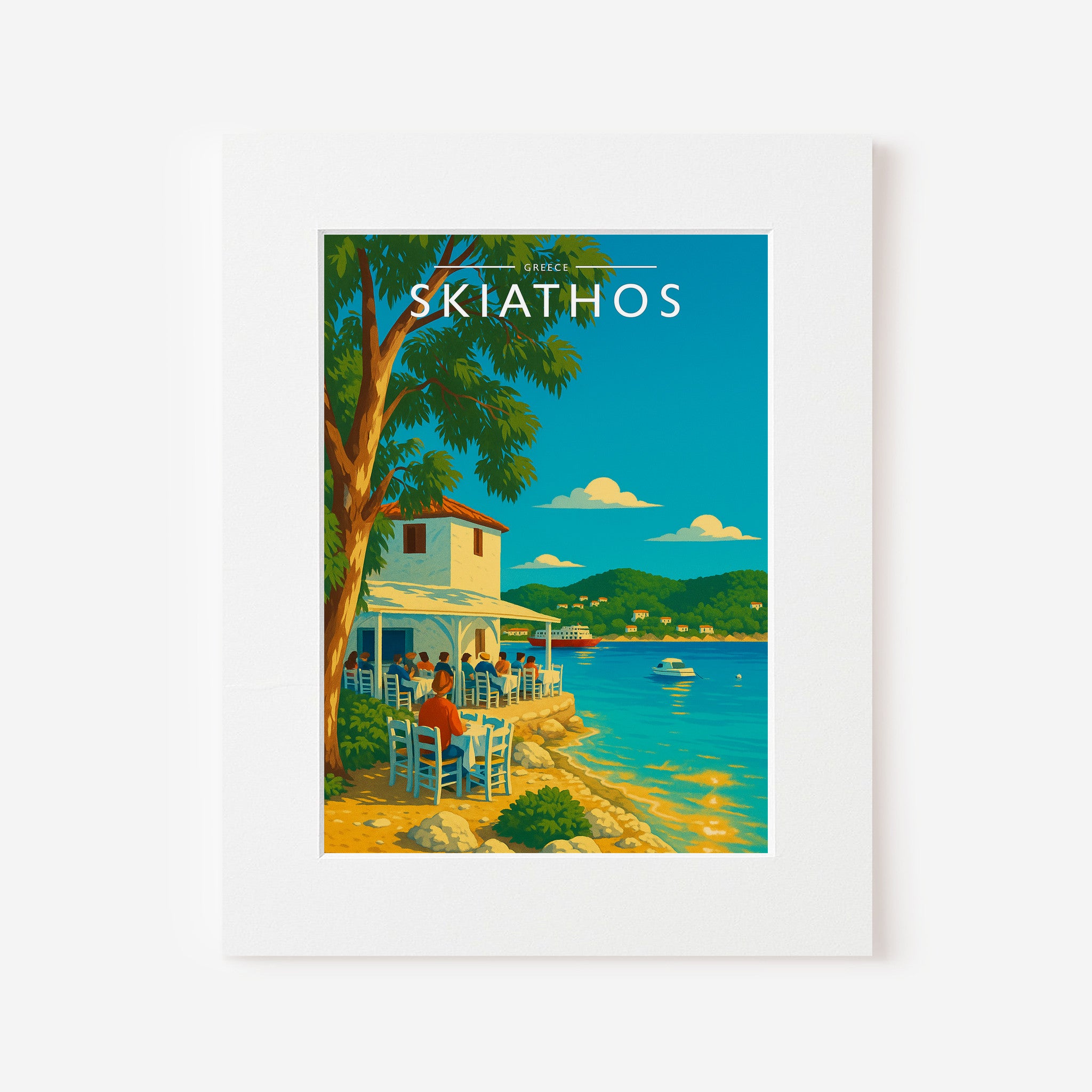 Skiathos #2 Travel Poster in a white mount