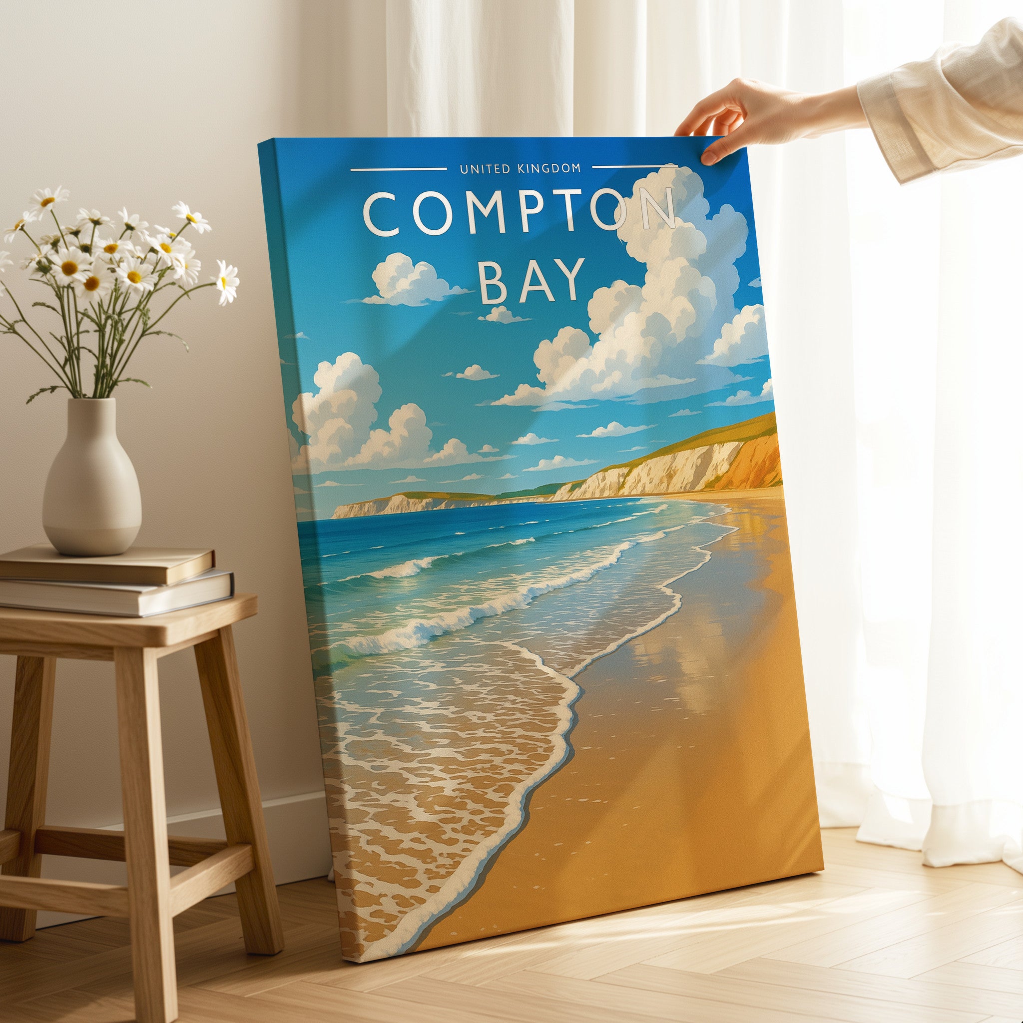 Compton Bay Travel Poster as a gallery-wrapped canvas