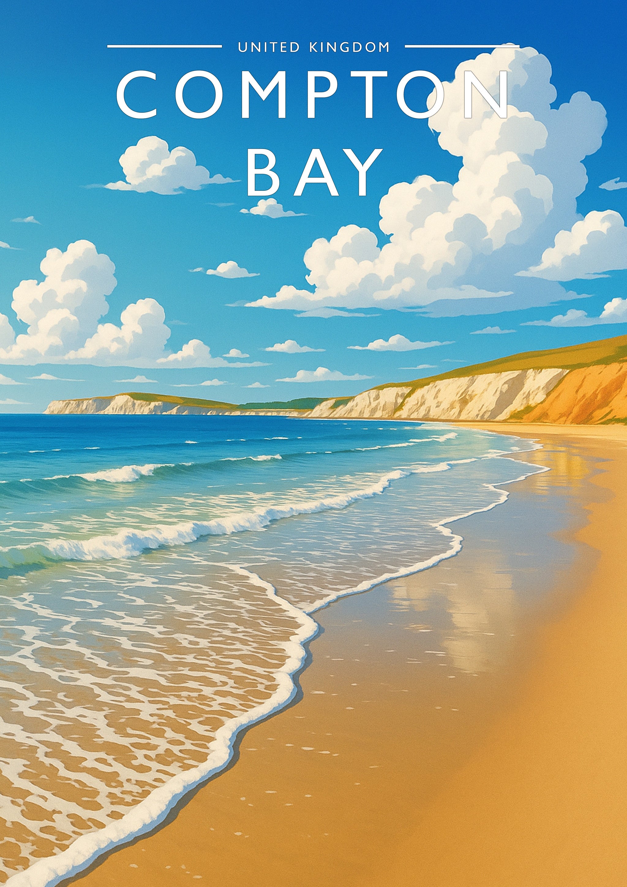 Compton Bay Travel Poster - A4 travel poster print